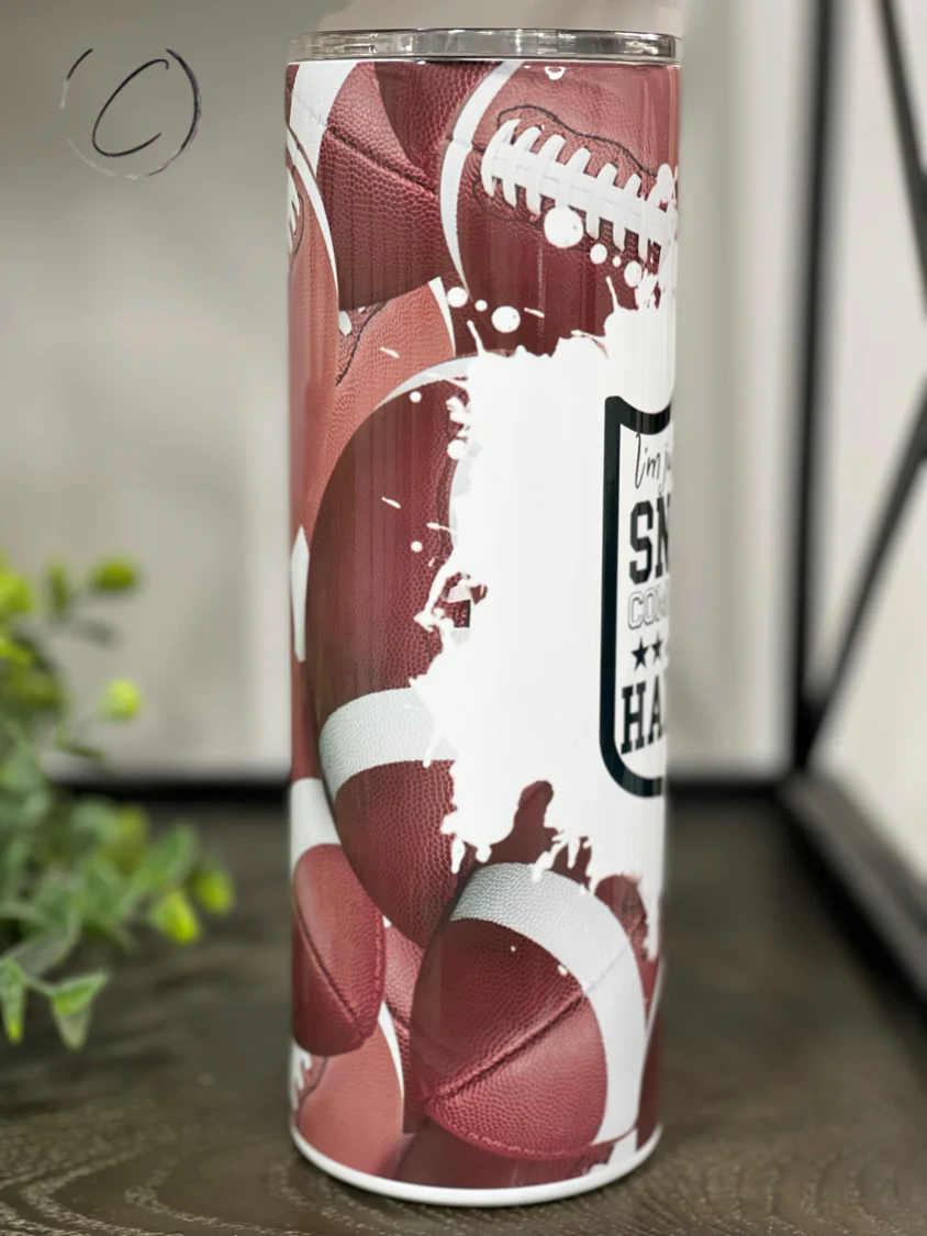 I'm Just Here For... Football 20oz Skinny Tumbler - Image 3