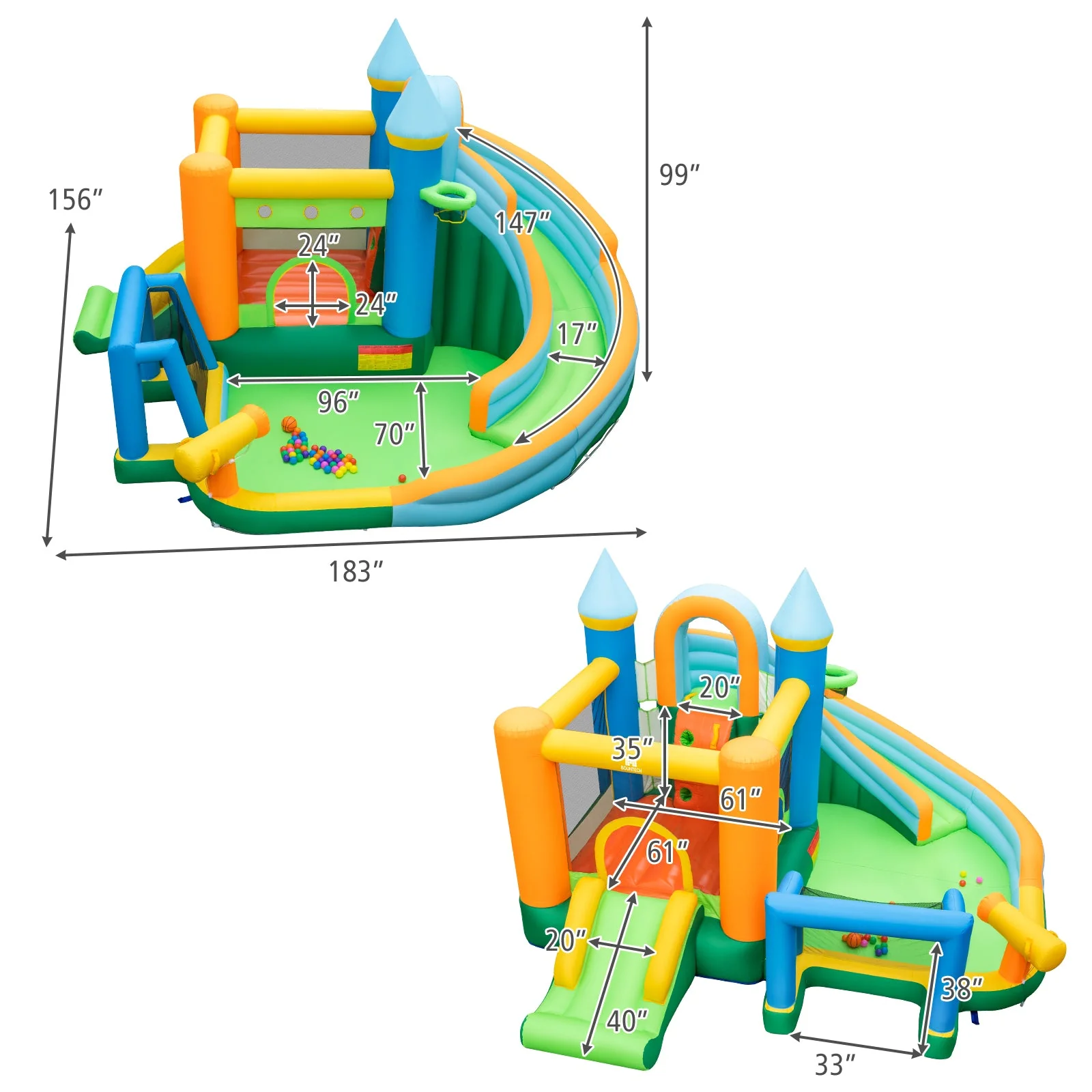 Inflatable Water Slide with Dual Slides and Splash Pool Bounce House with 680W Blower - Image 4