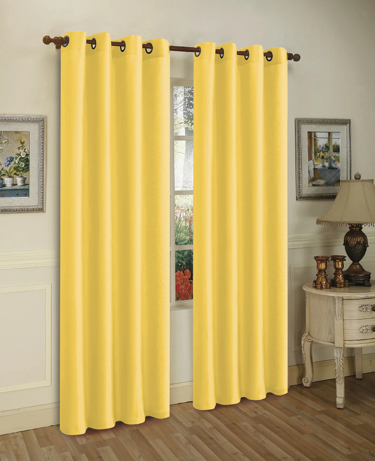 2 Panels Solid Grommet Faux Silk Window Curtain Drapes - Image 10