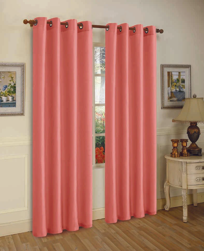 2 Panels Solid Grommet Faux Silk Window Curtain Drapes - Image 12
