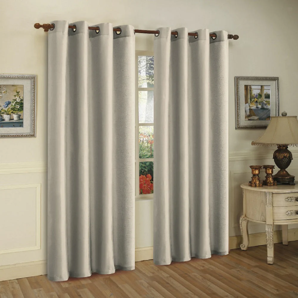 2 Panels Solid Grommet Faux Silk Window Curtain Drapes - Image 21