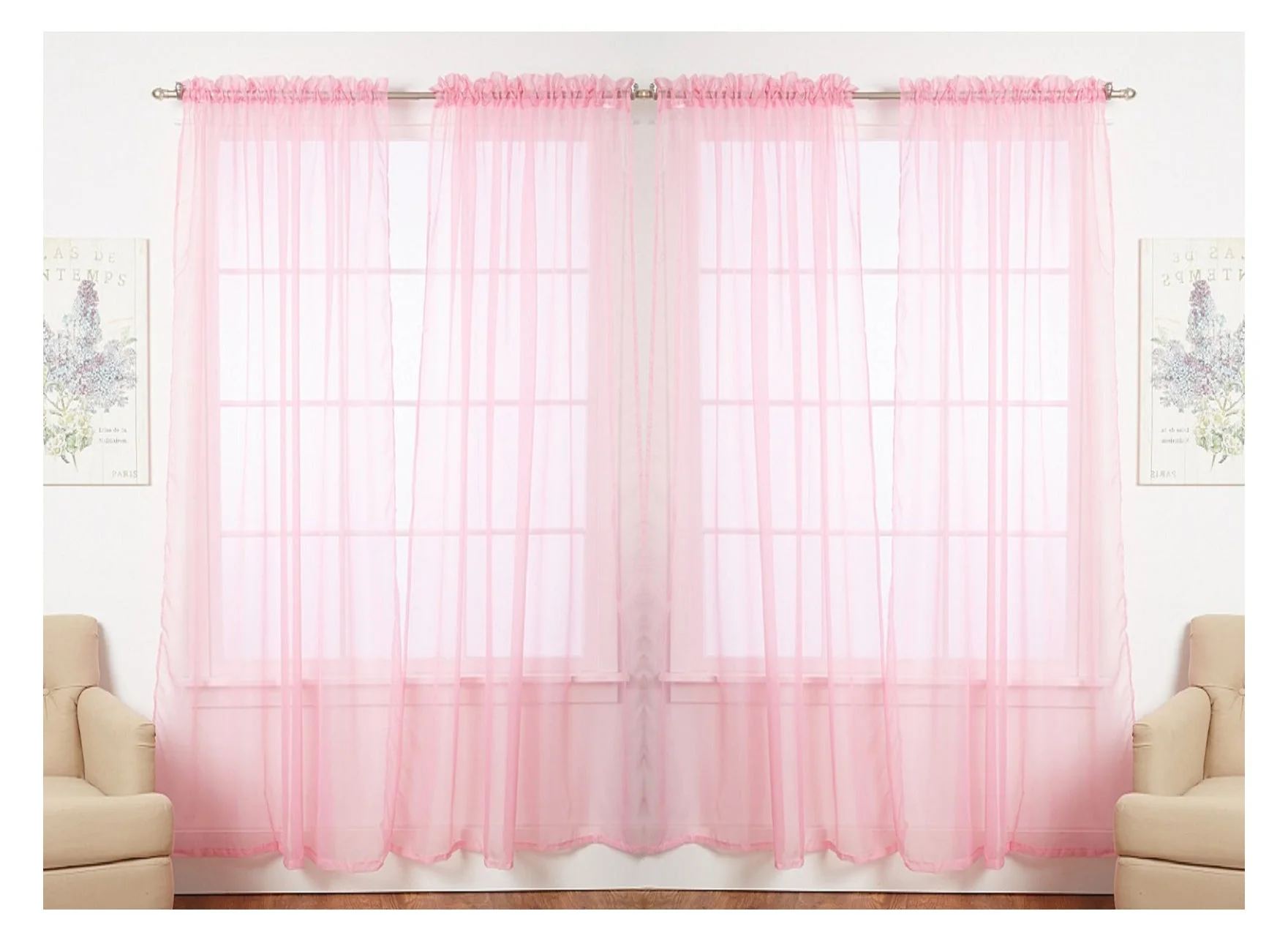 Solid Sheer Window Curtain Panels
