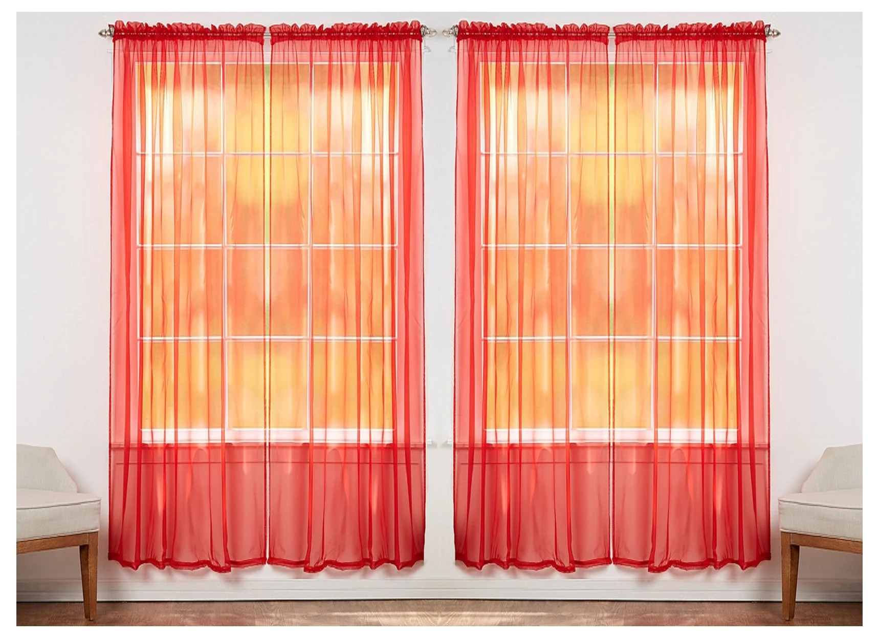 Solid Sheer Window Curtain Panels - Image 15