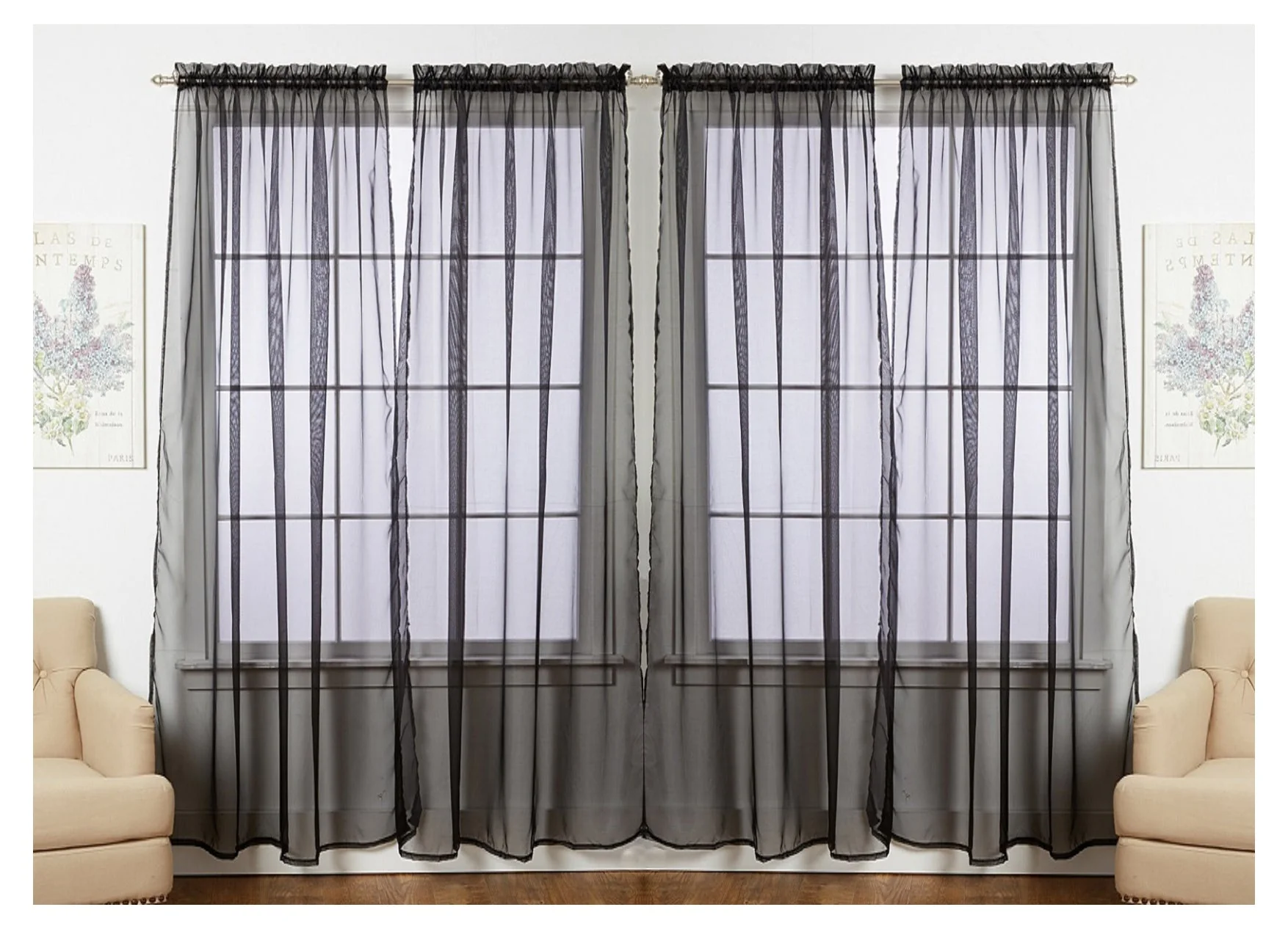 Solid Sheer Window Curtain Panels - Image 20