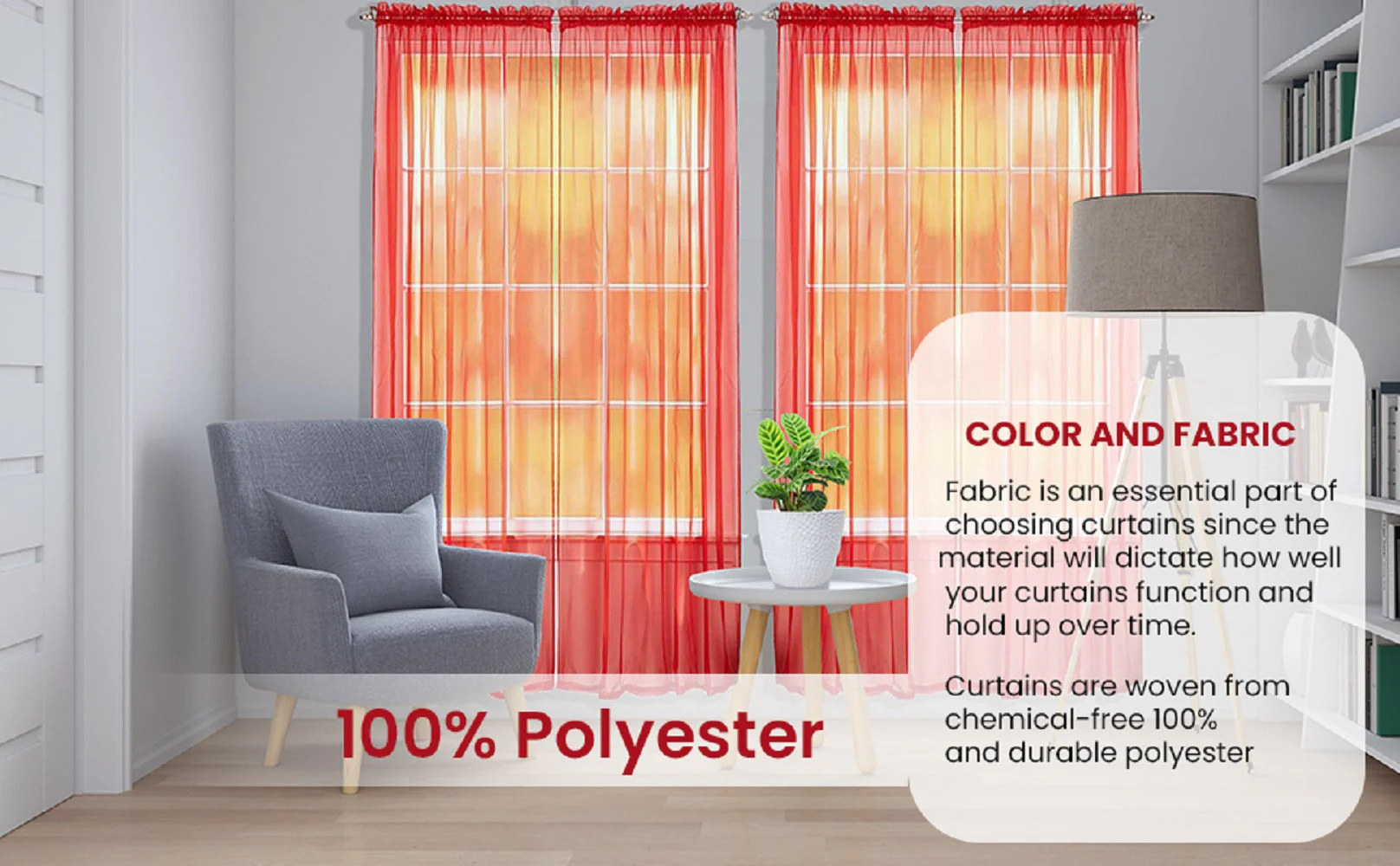 Solid Sheer Window Curtain Panels - Image 3