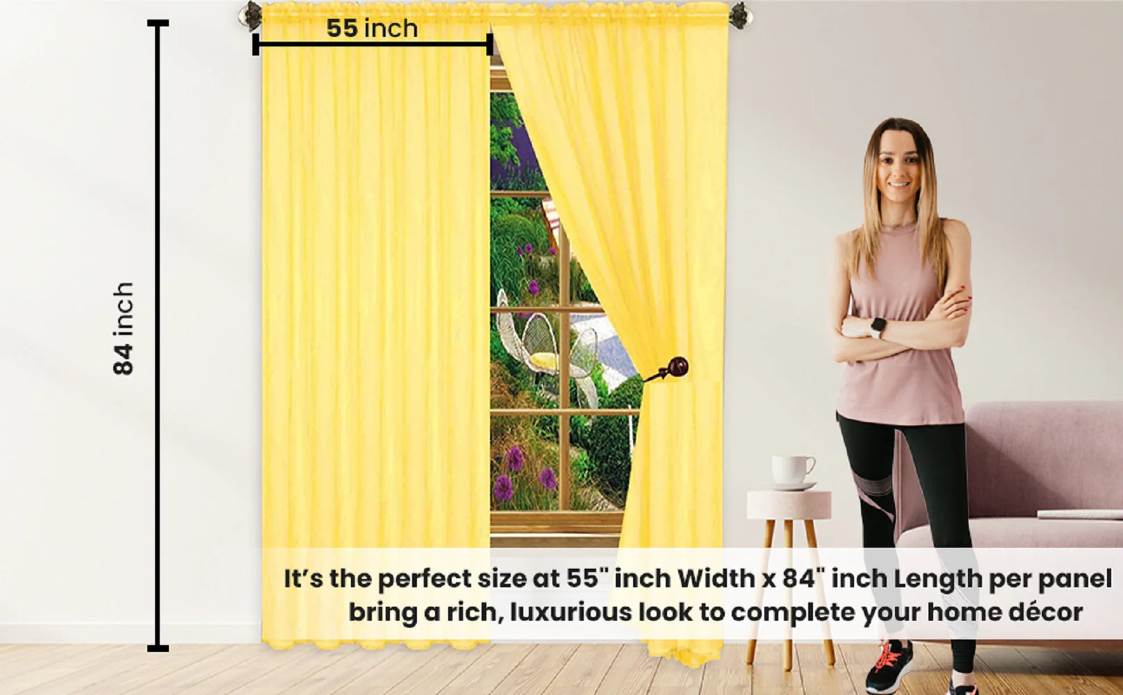 Solid Sheer Window Curtain Panels - Image 6