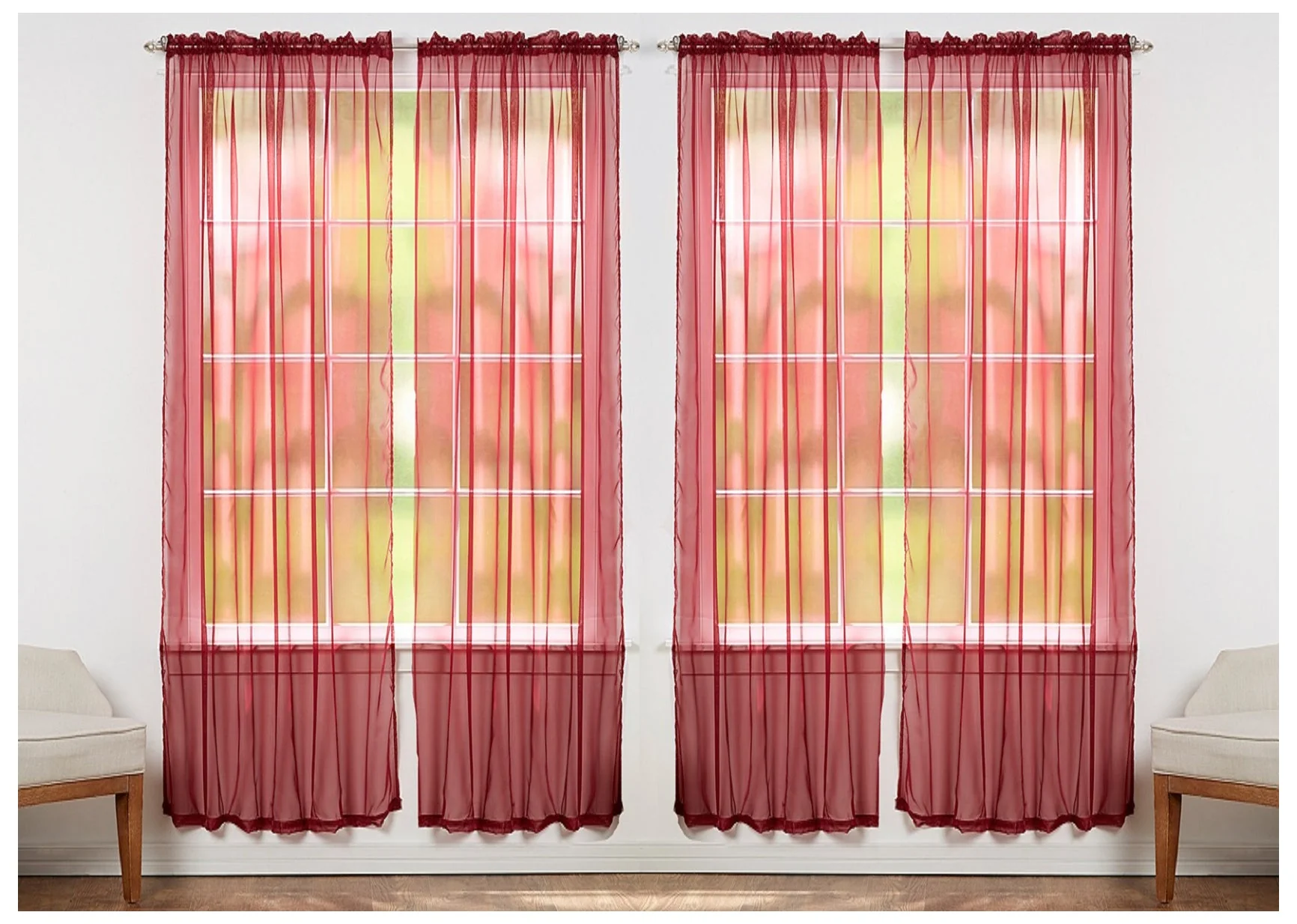 Solid Sheer Window Curtain Panels - Image 9