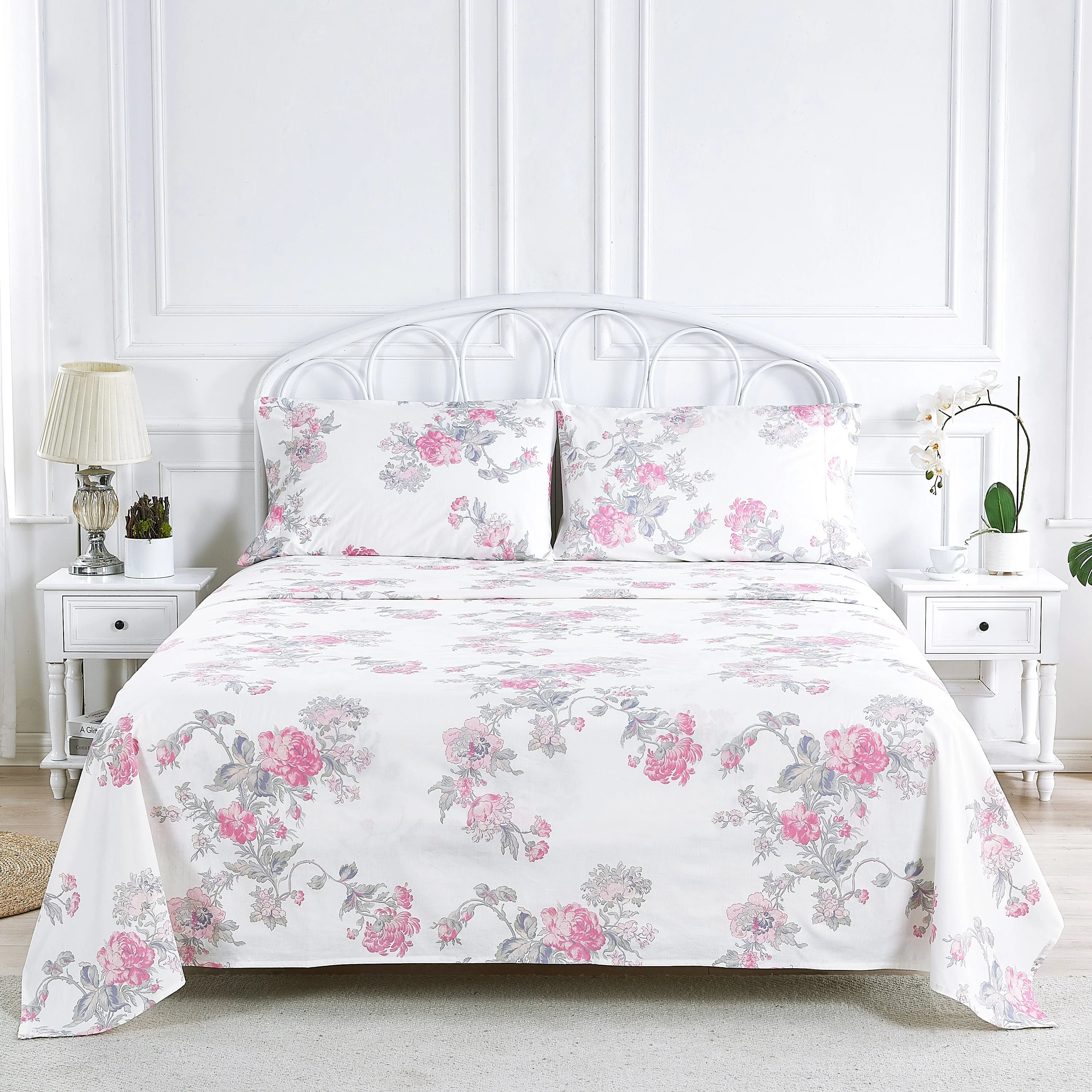 Jardin De Rose Printed Cotton Percale Sheet Set - Image 11
