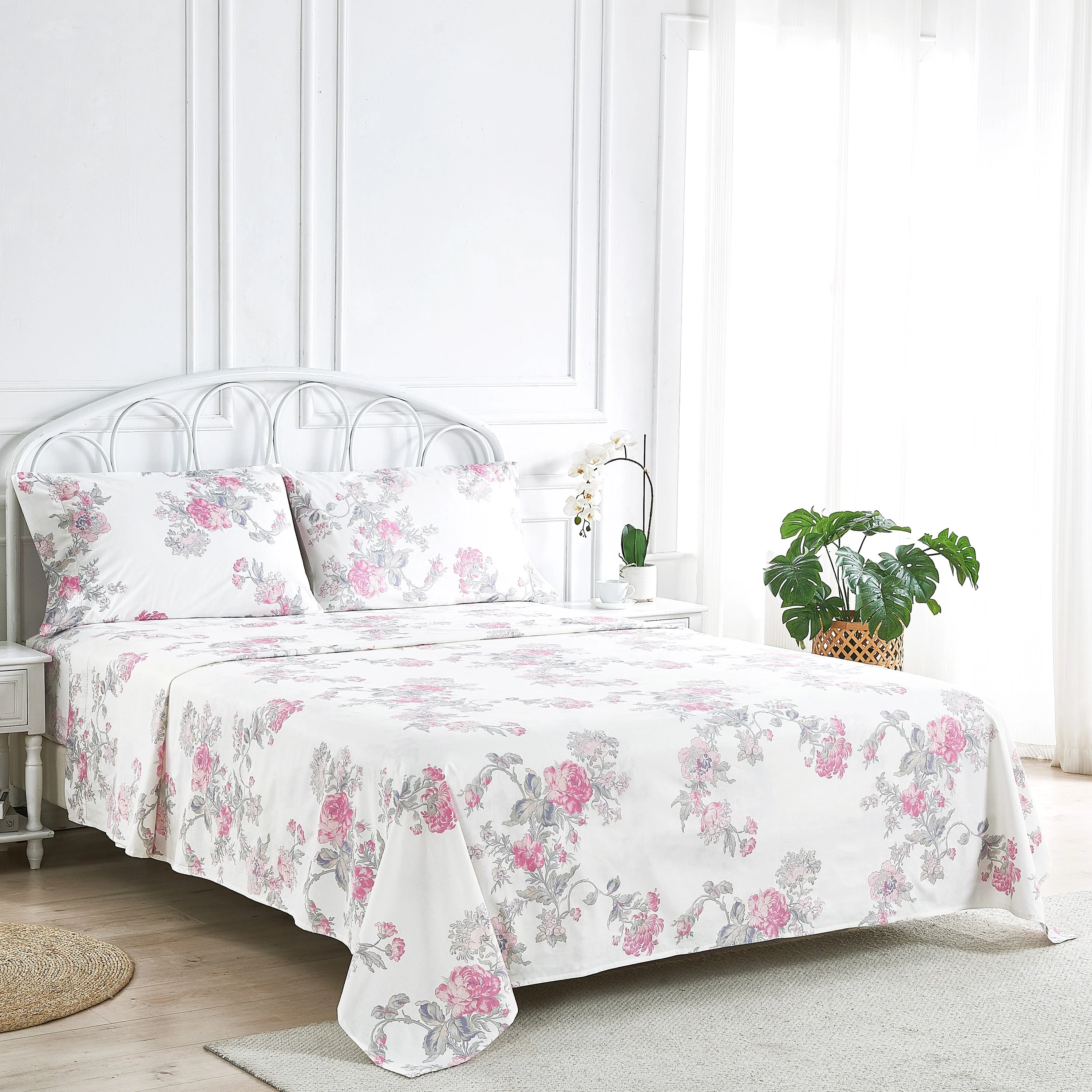 Jardin De Rose Printed Cotton Percale Sheet Set - Image 12