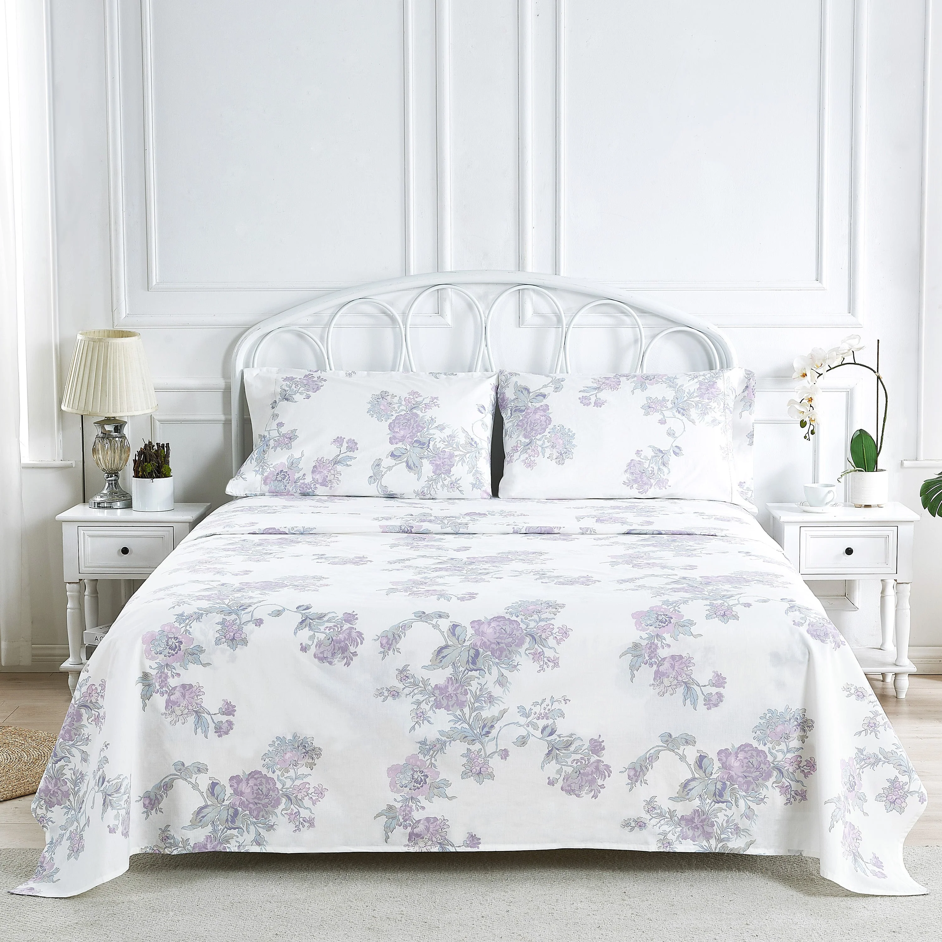 Jardin De Rose Printed Cotton Percale Sheet Set - Image 19