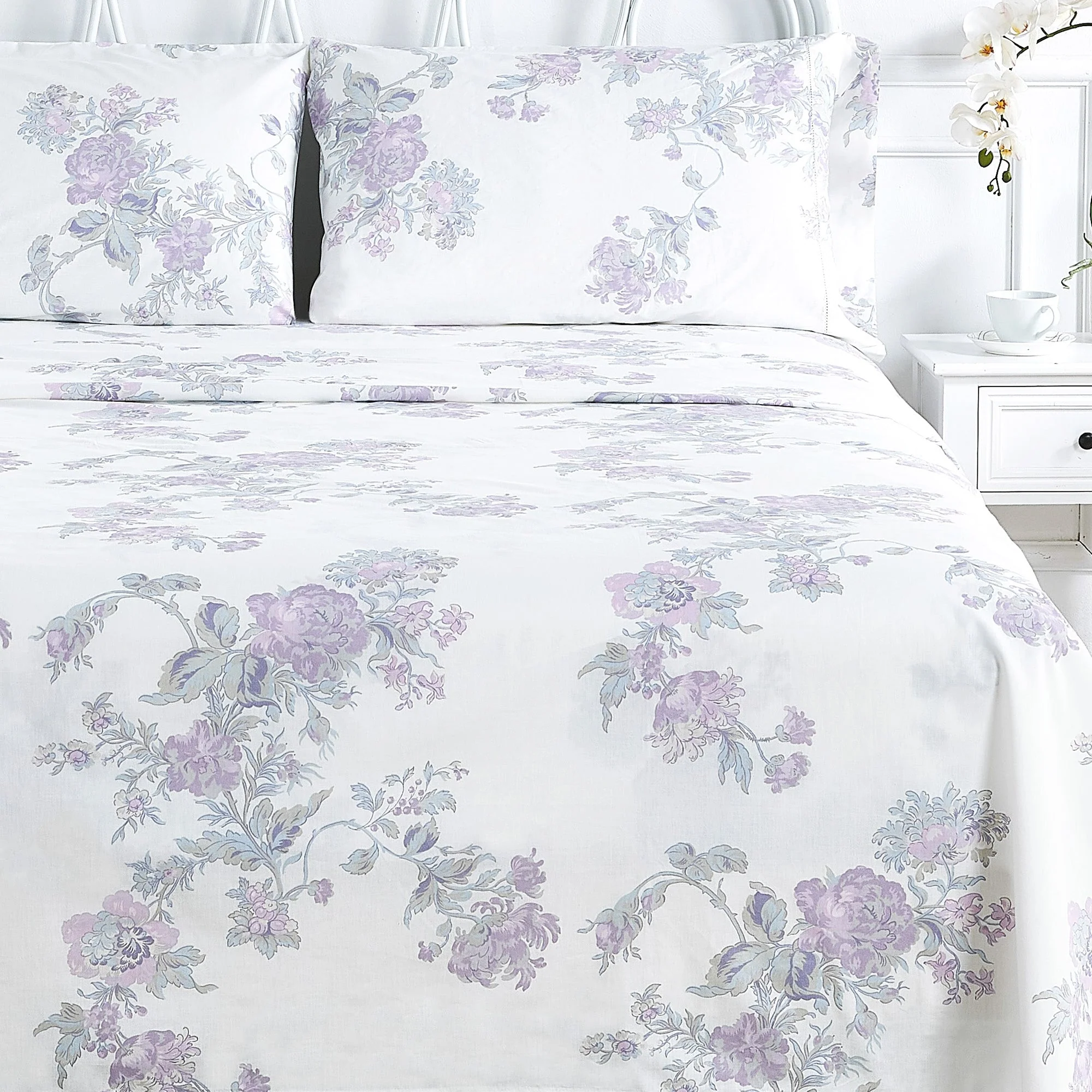 Jardin De Rose Printed Cotton Percale Sheet Set - Image 25