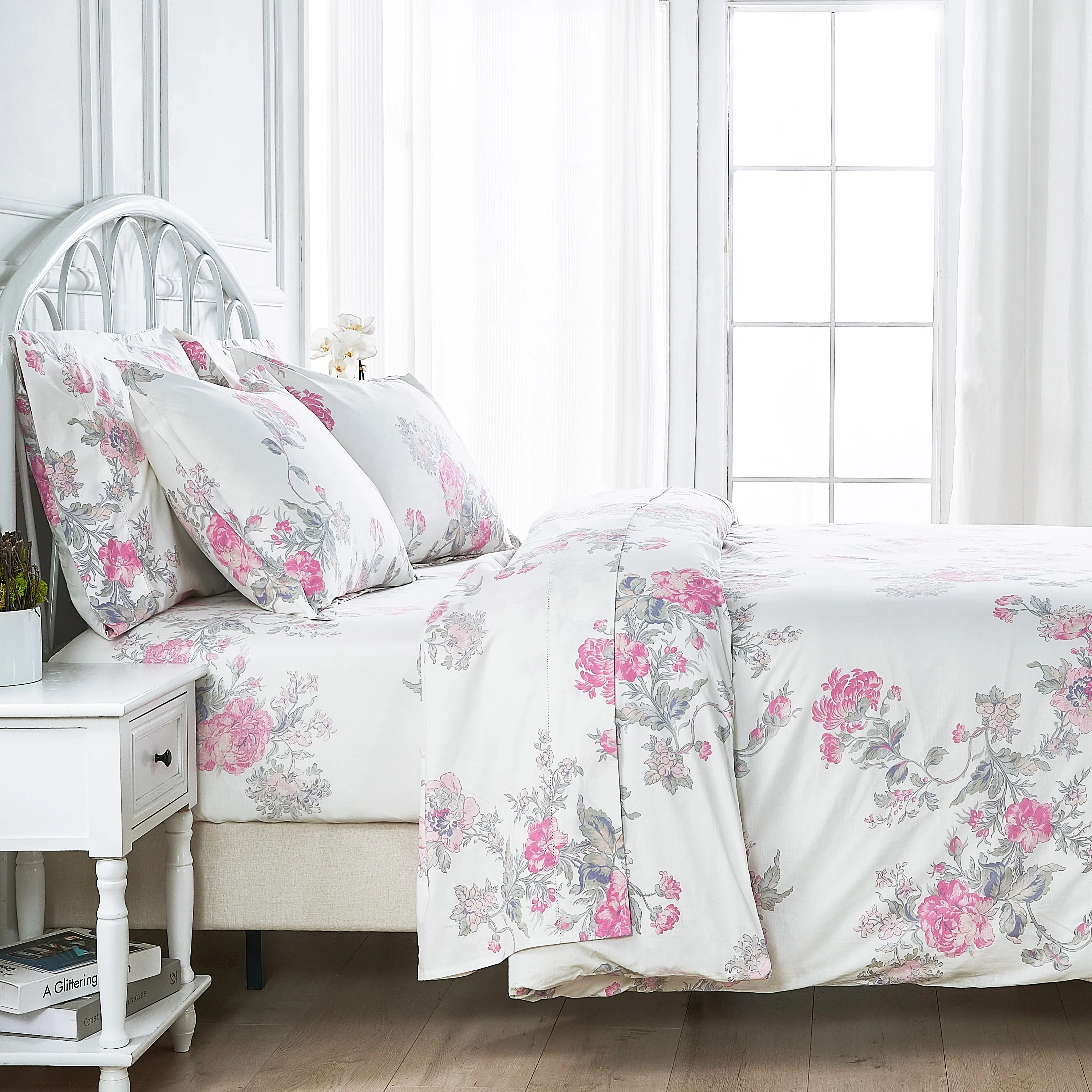 Jardin De Rose Printed Cotton Percale Sheet Set - Image 31