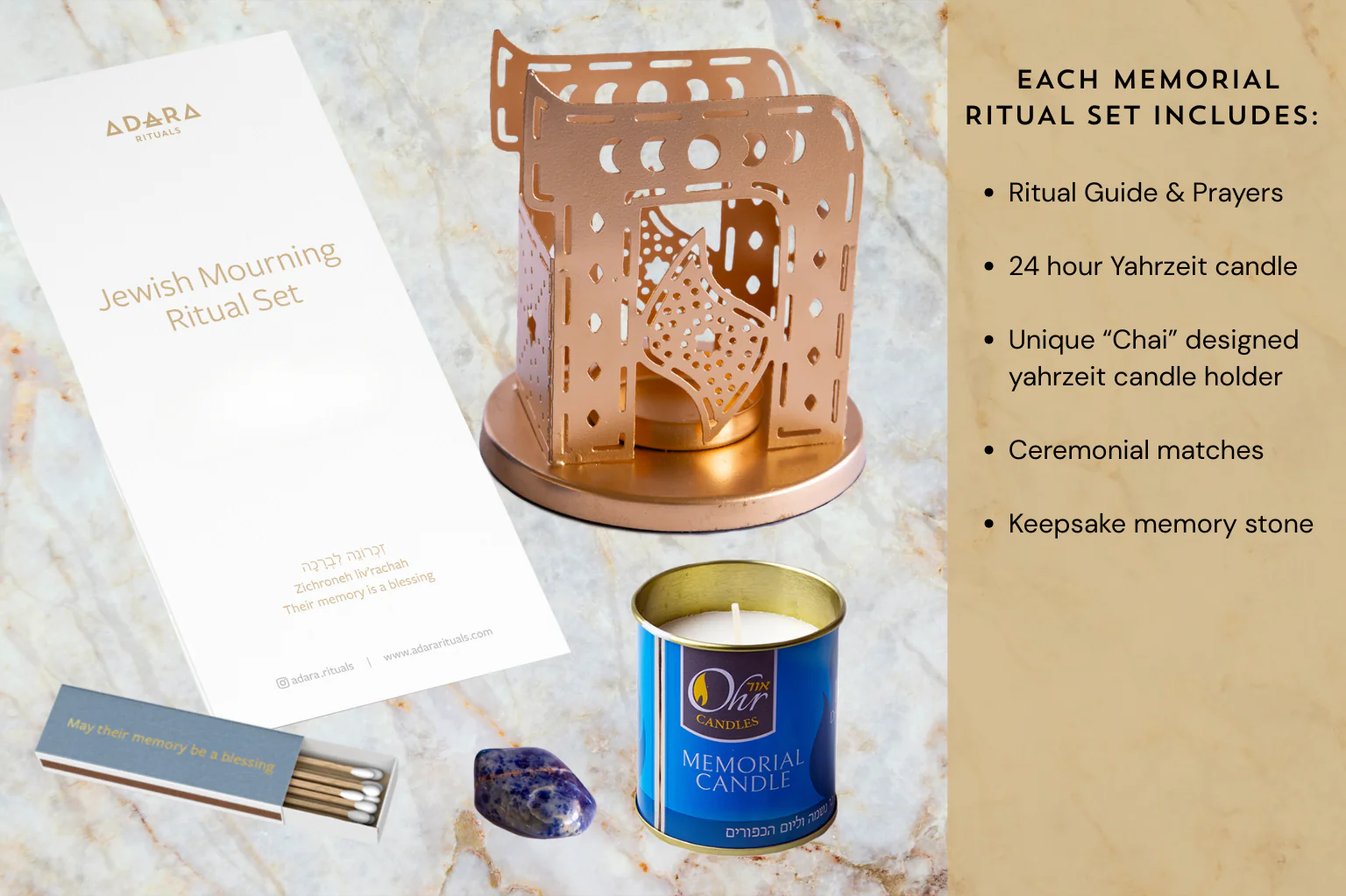 Jewish Mourning Ritual Candle Holder Set - Image 2