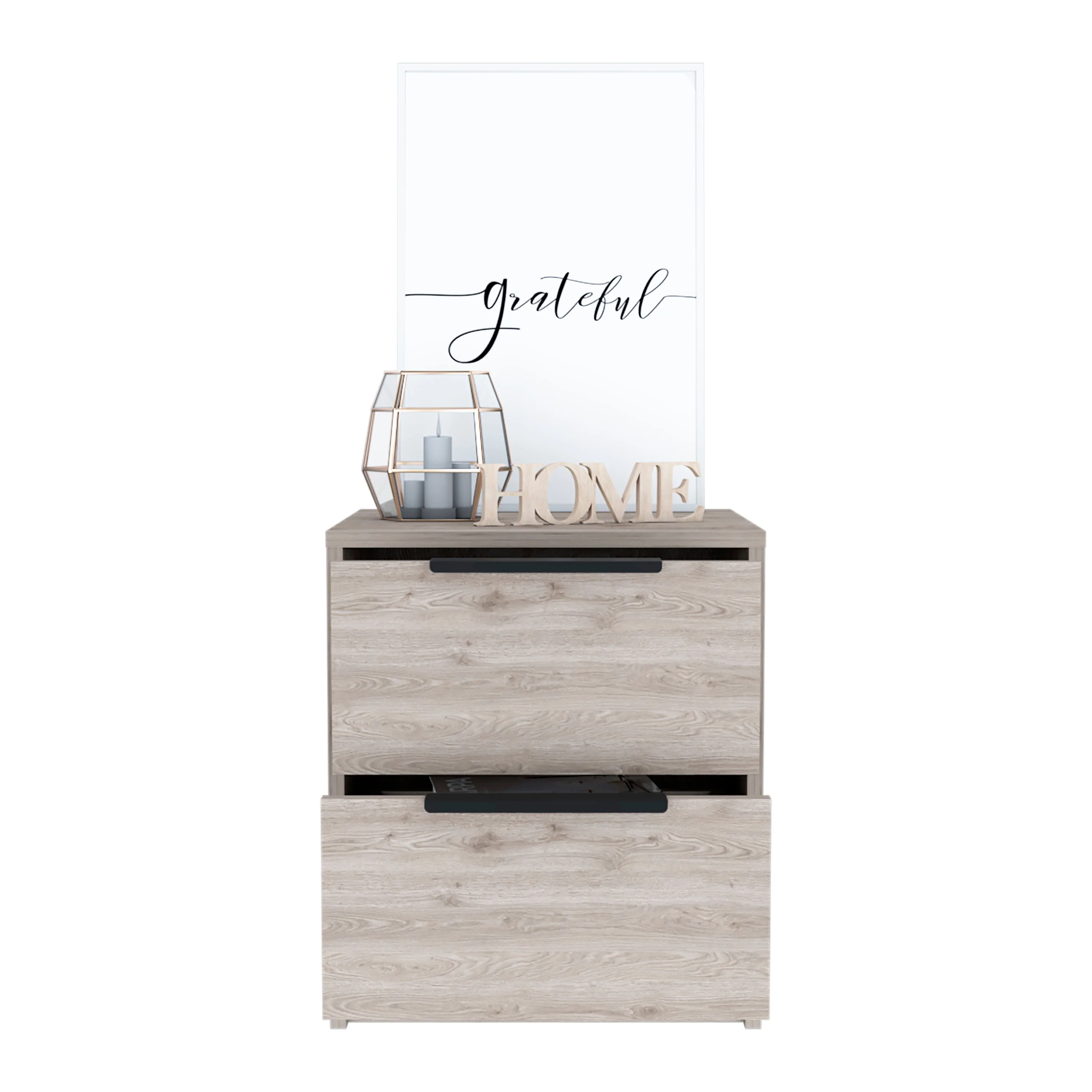 Kaia Nightstand, End Table - Light Gray - Image 7