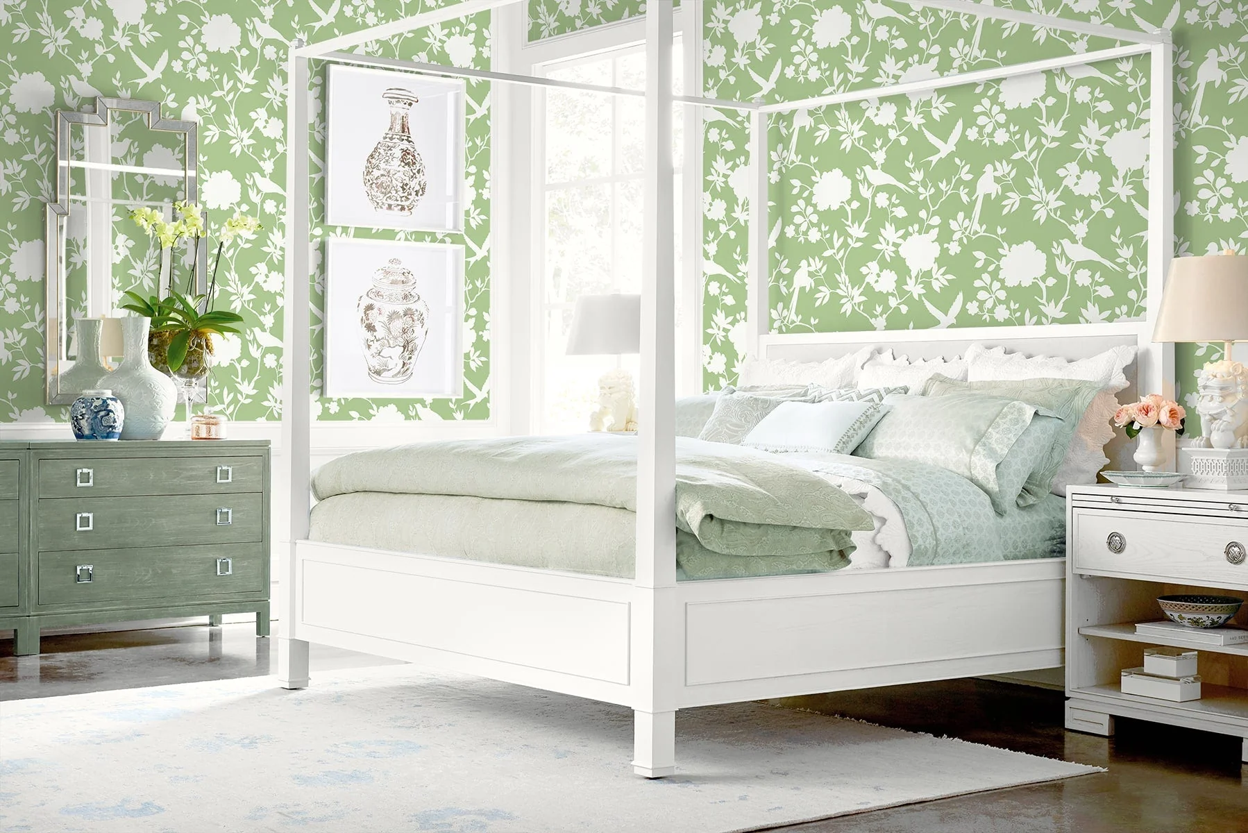 Kauai Bird Toile Embossed Vinyl Unpasted Wallpaper - Image 7