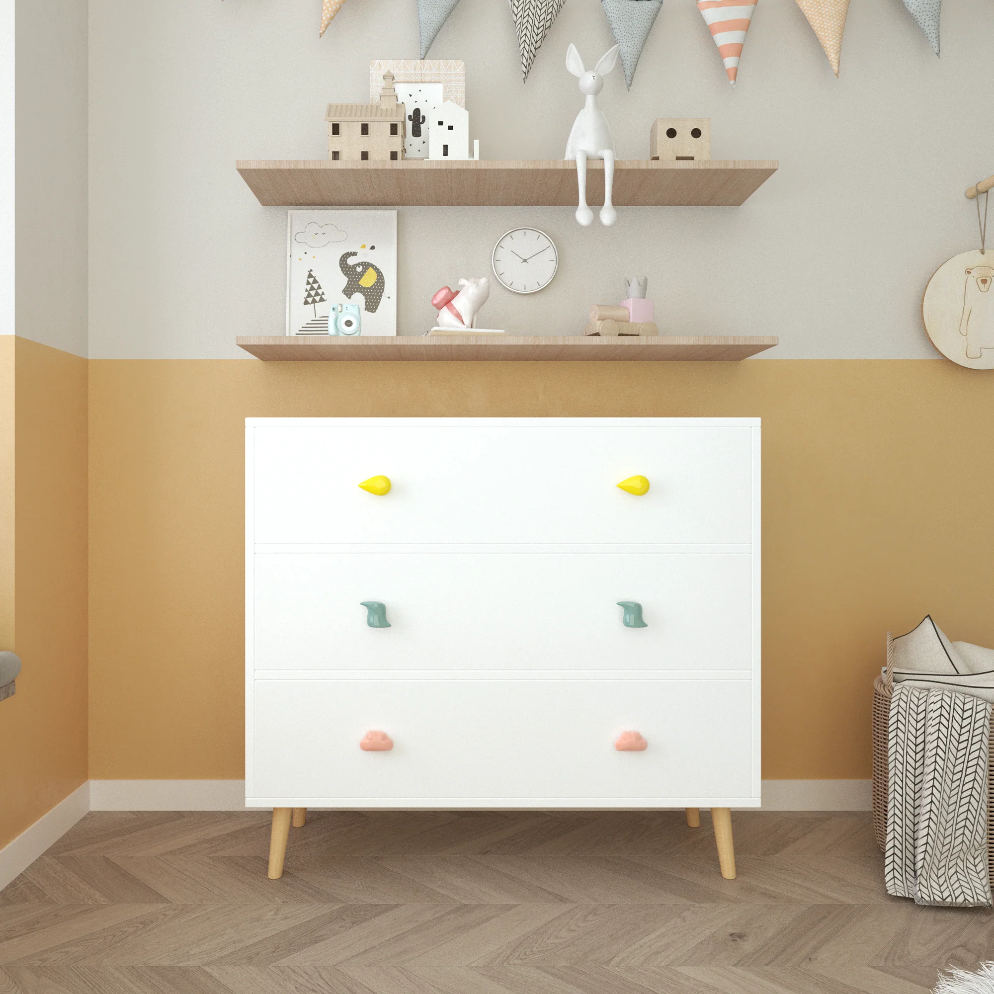 Kids 3 Drawer Dresser, Baby Nightstand for Bedroom - White - Image 13