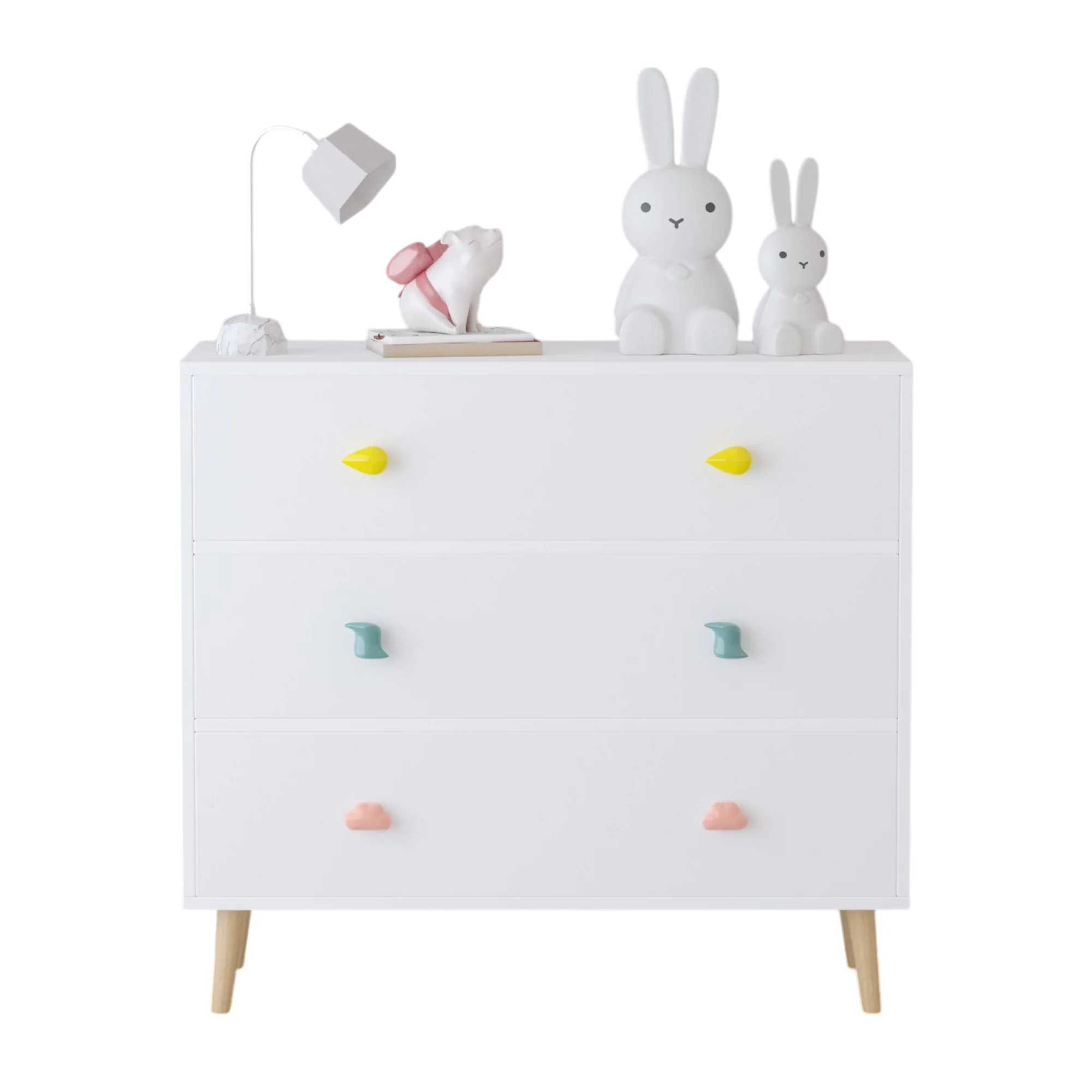 Kids 3 Drawer Dresser, Baby Nightstand for Bedroom - White - Image 19