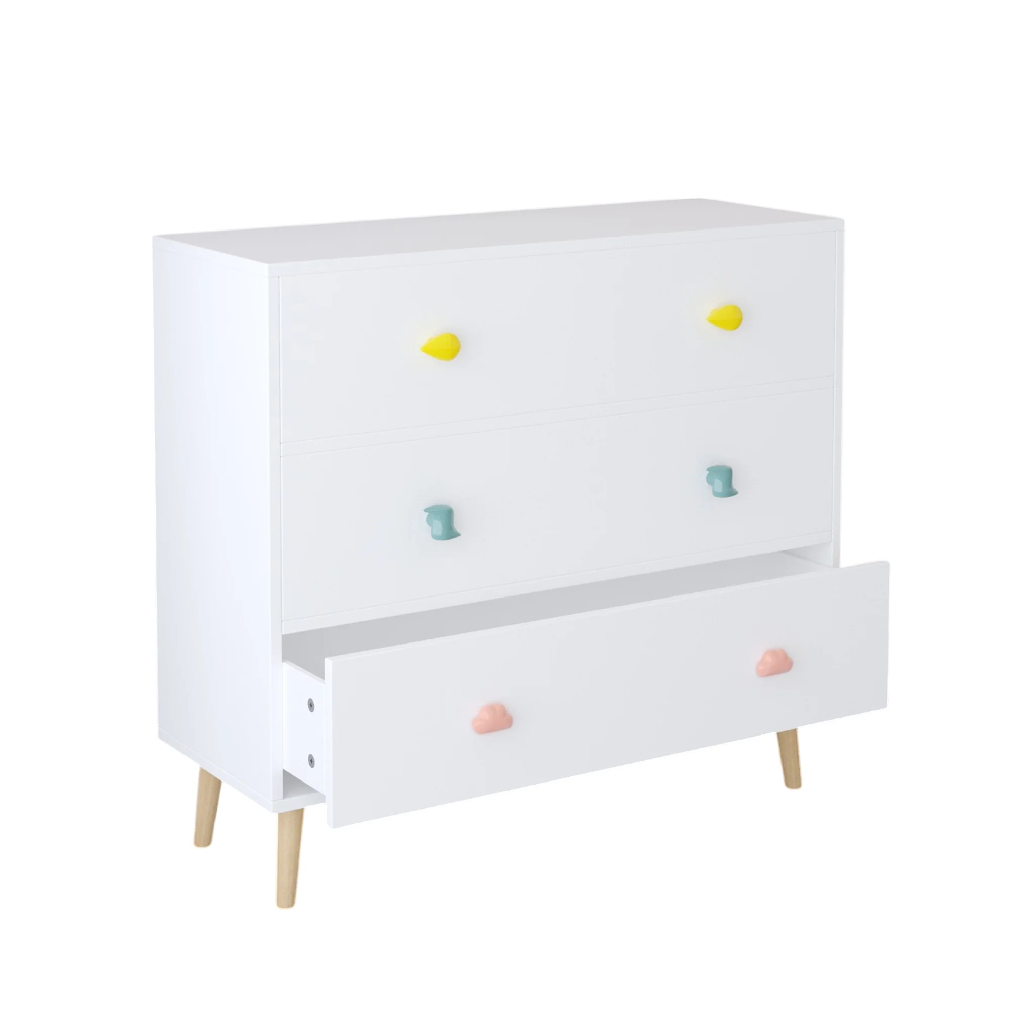 Kids 3 Drawer Dresser, Baby Nightstand for Bedroom - White - Image 22