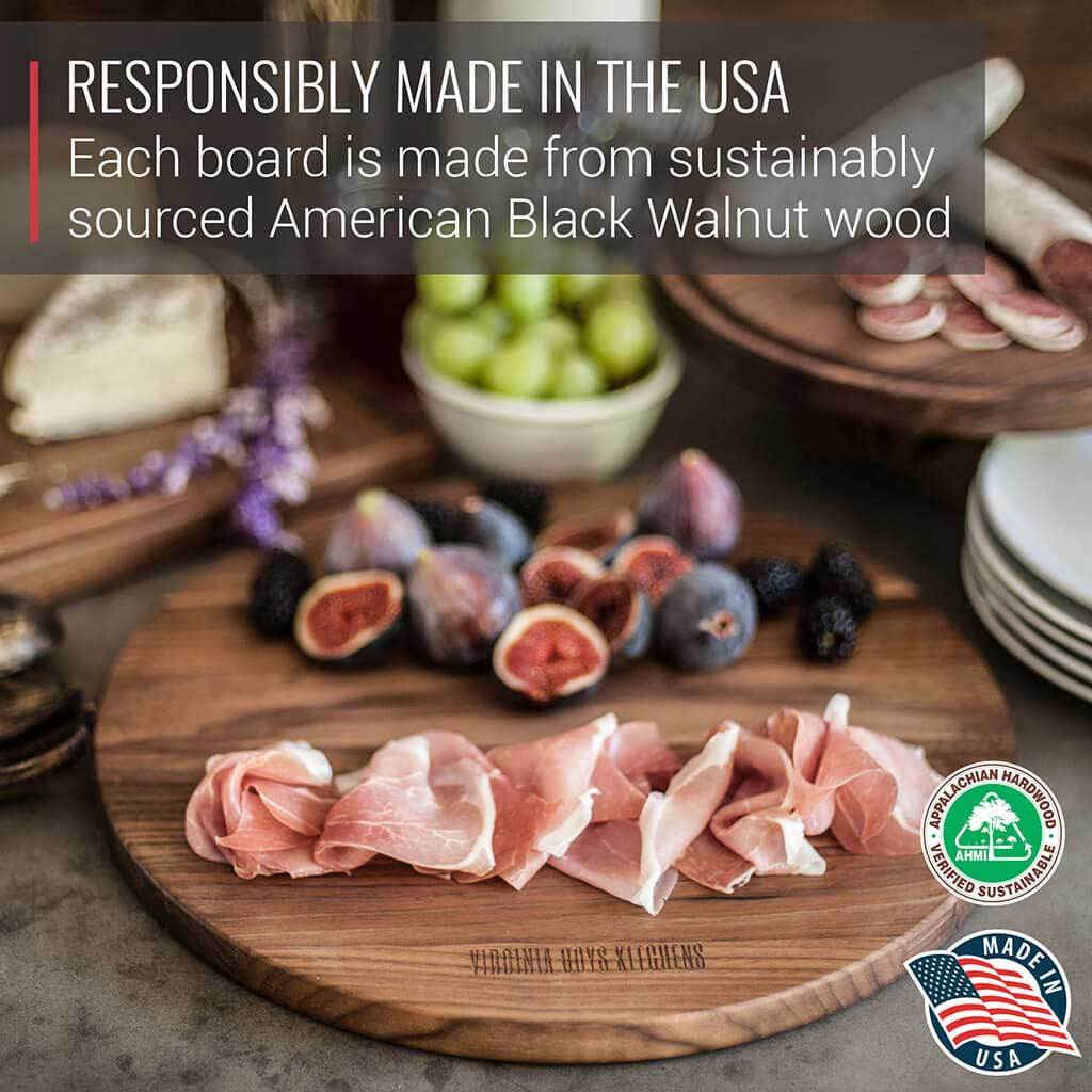 Large Round Walnut Wood Charcuterie Board by Virginia Boys Kitchens - Image 3