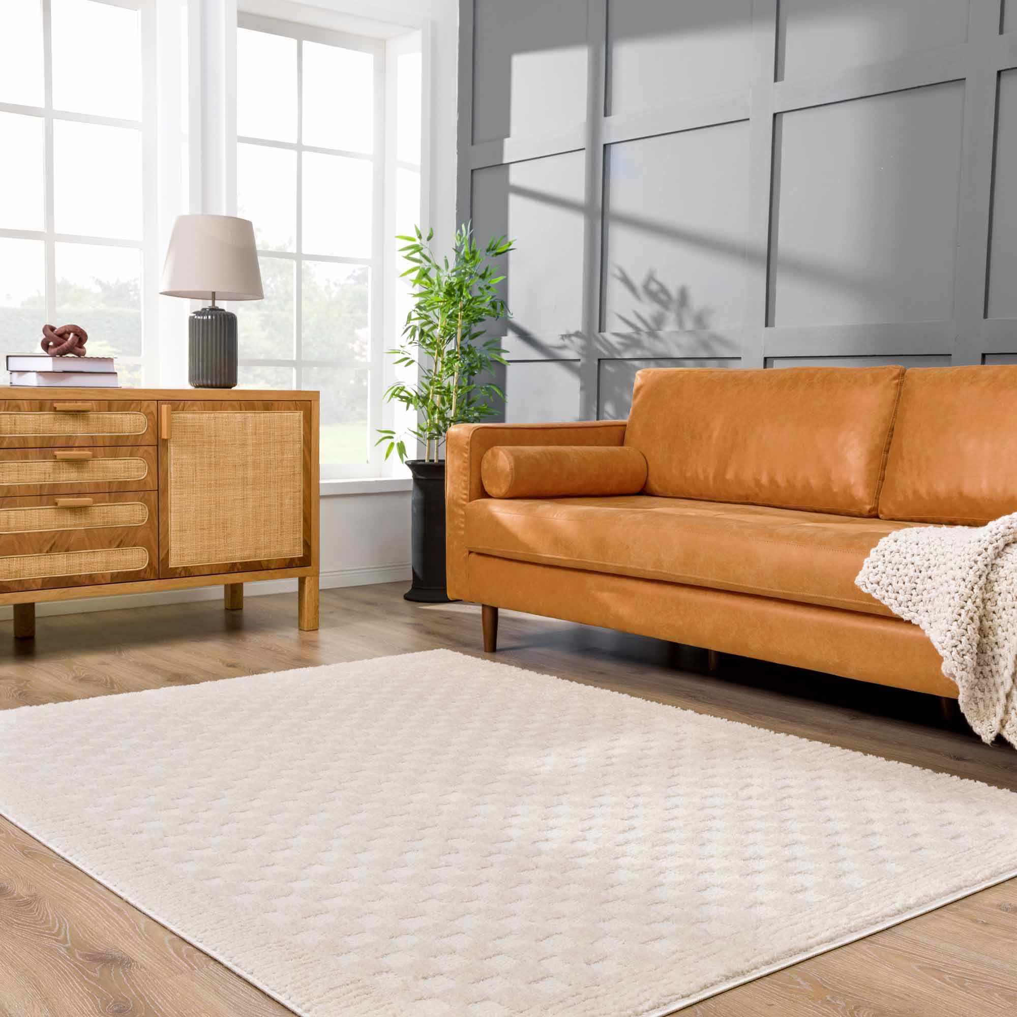 Leryn Ivory Checkered Area Rug - Image 2