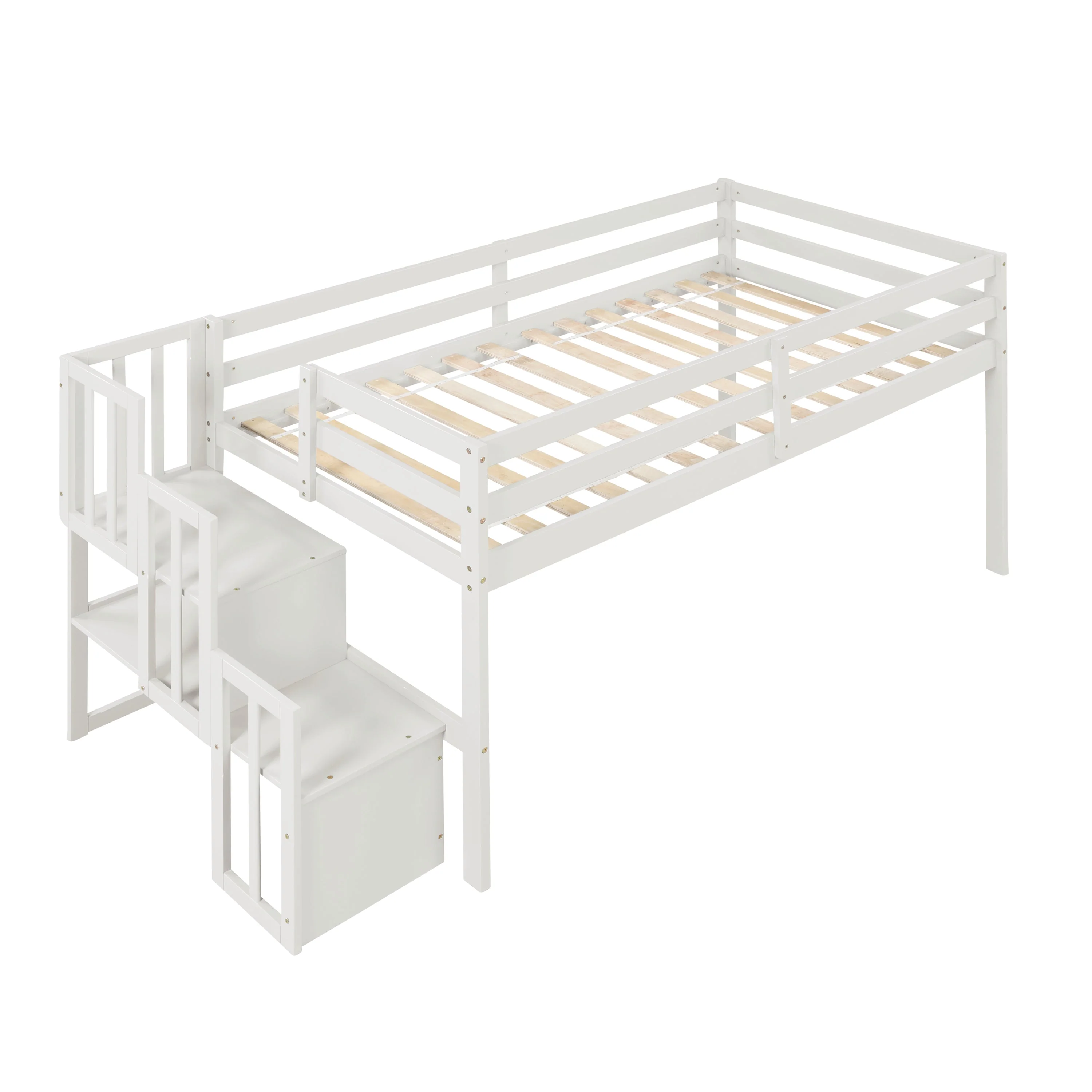 Loft Bed with Staircase - White - Image 3