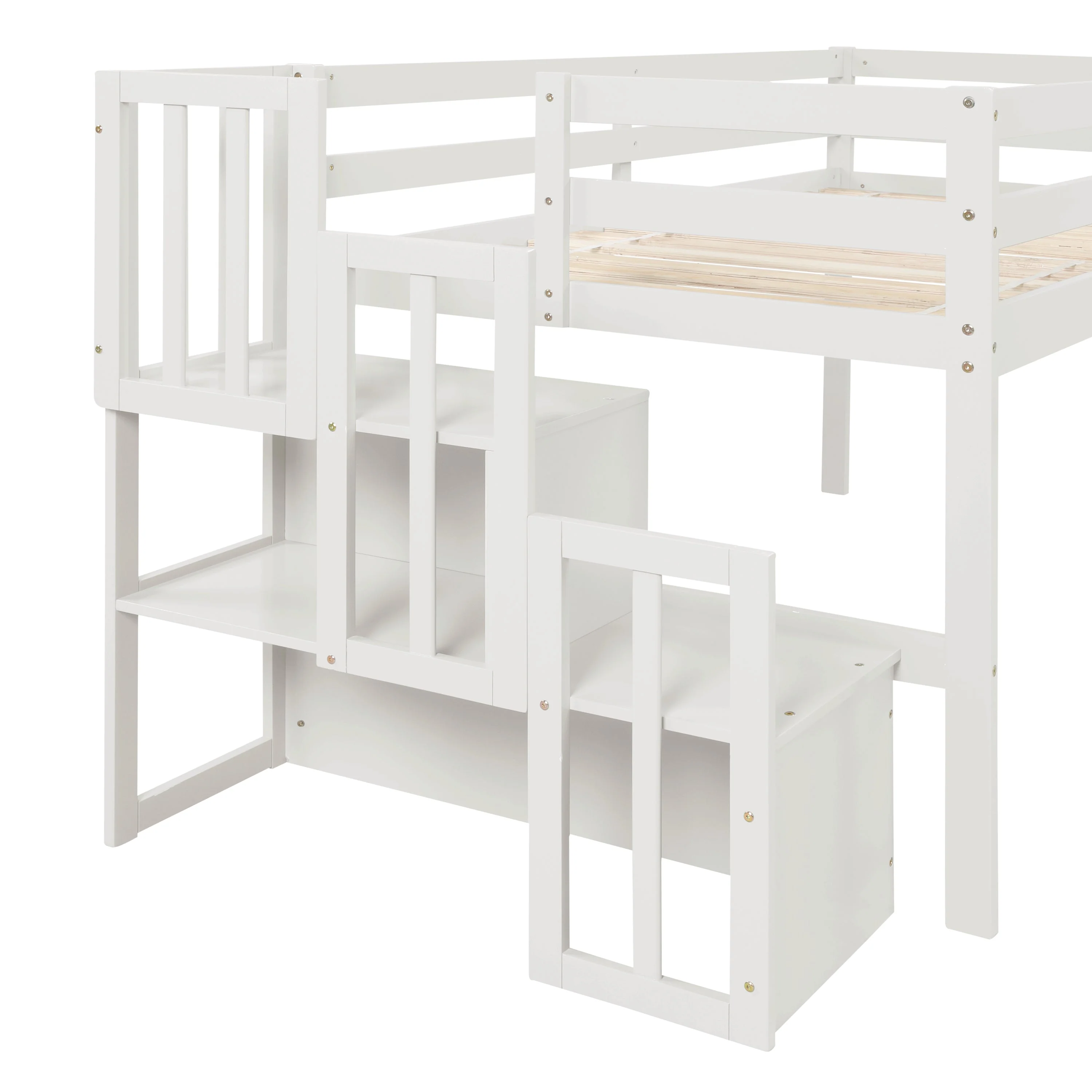 Loft Bed with Staircase - White - Image 4