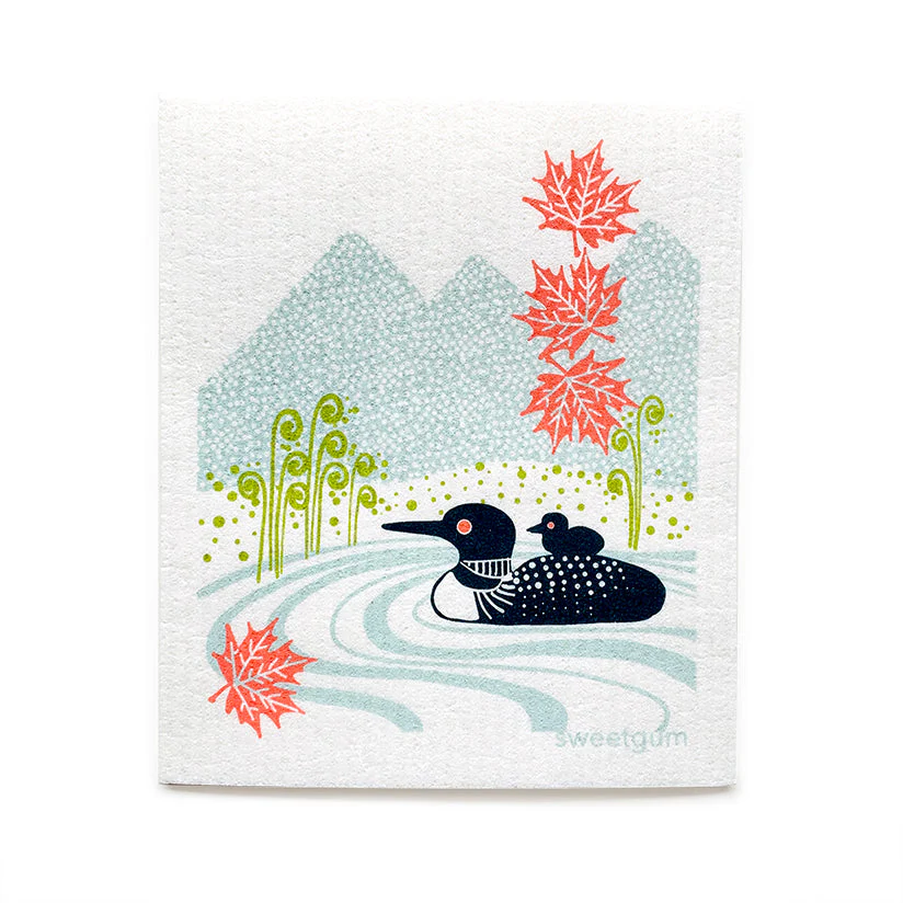 Loons on the lake Swedish Dishcloth - Image 3