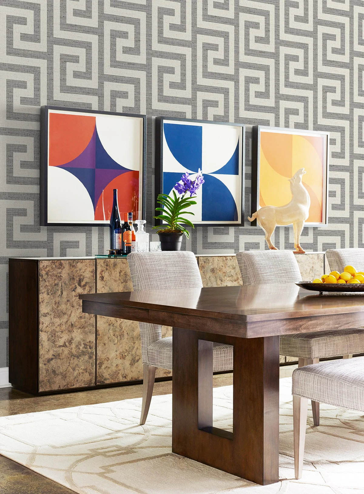 Luna Retreat Greek Key Embossed Vinyl Unpasted Wallpaper - Image 4