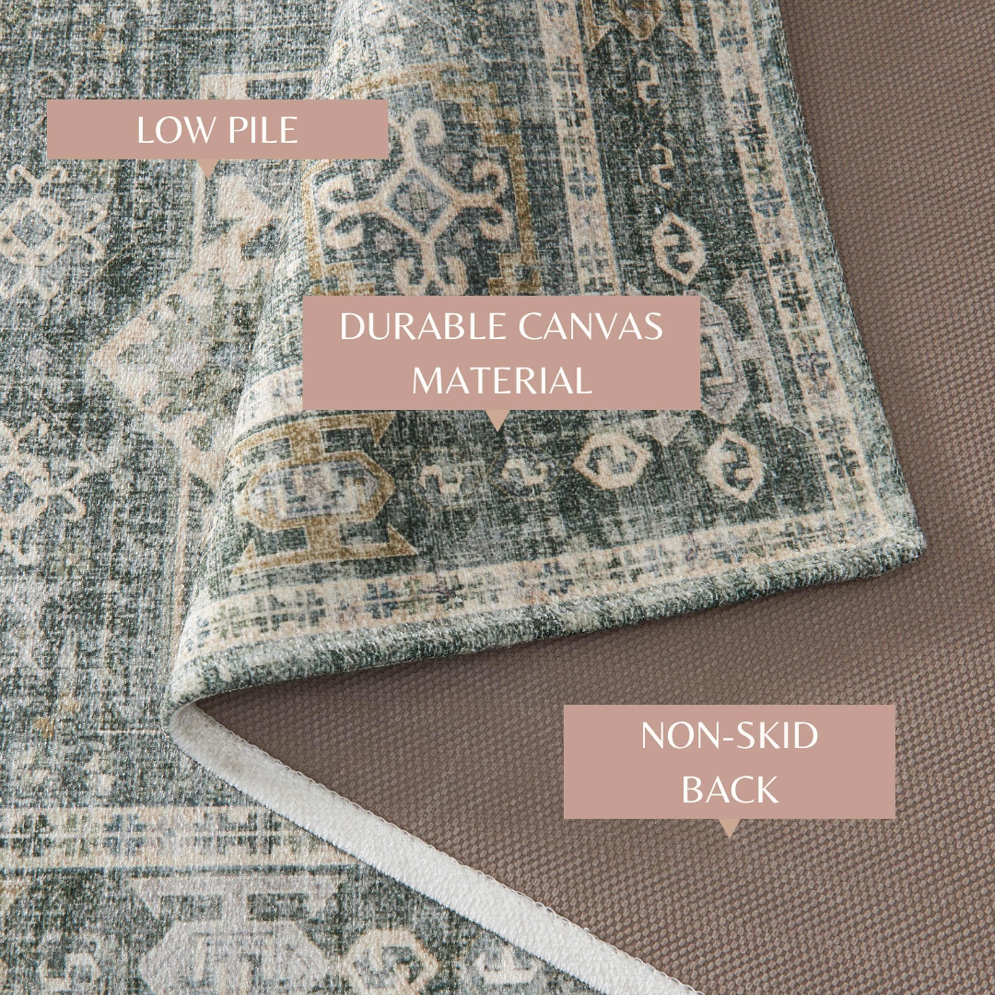 Medallion Machine Washable Accent Area Rug 5' x 7' - Nava Collection - Image 4