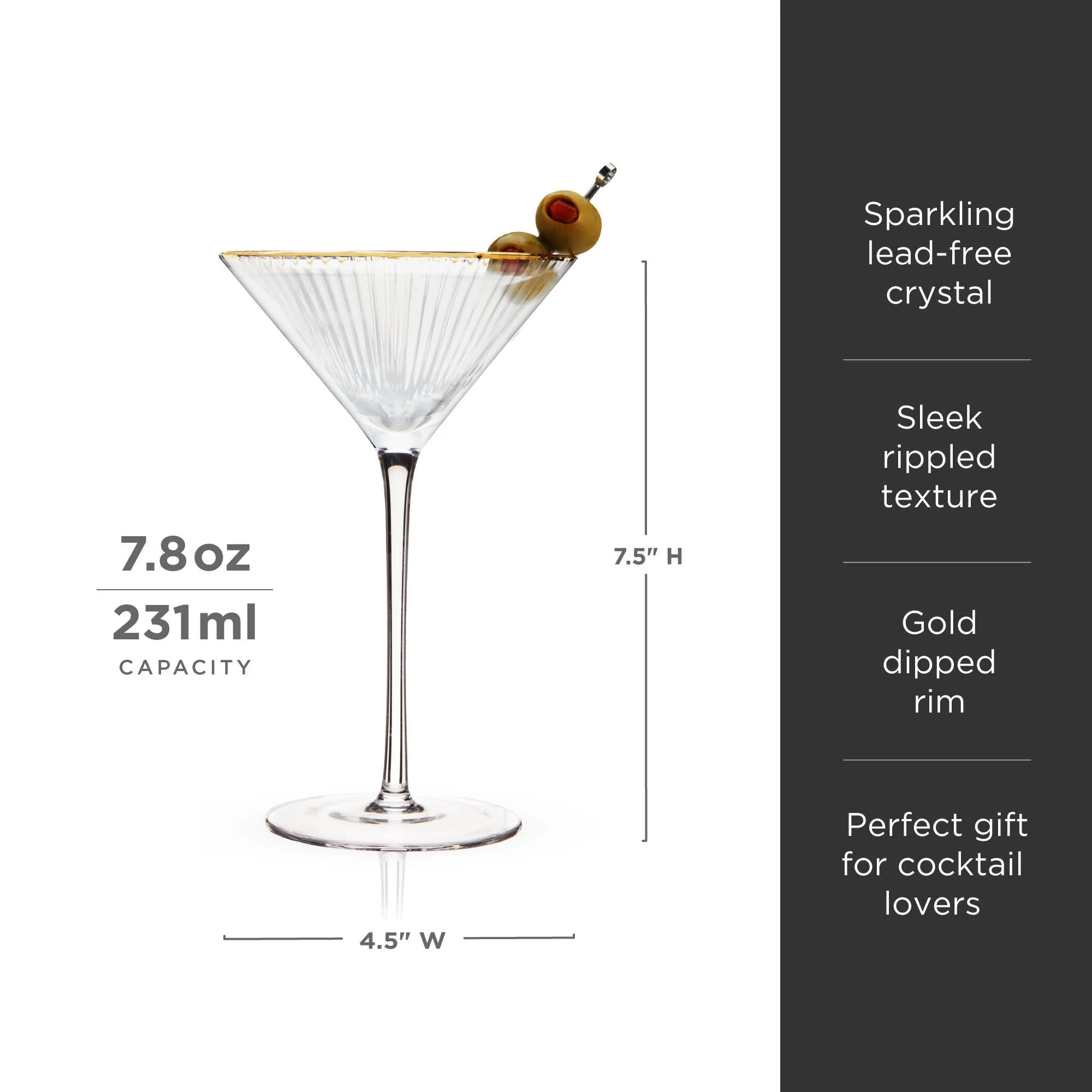 Meridian Crystal Martini Glasses Set of 2 - Image 6