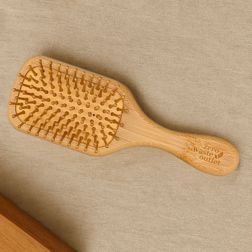 Mini Paddle Style Bamboo Hairbrush - Image 2