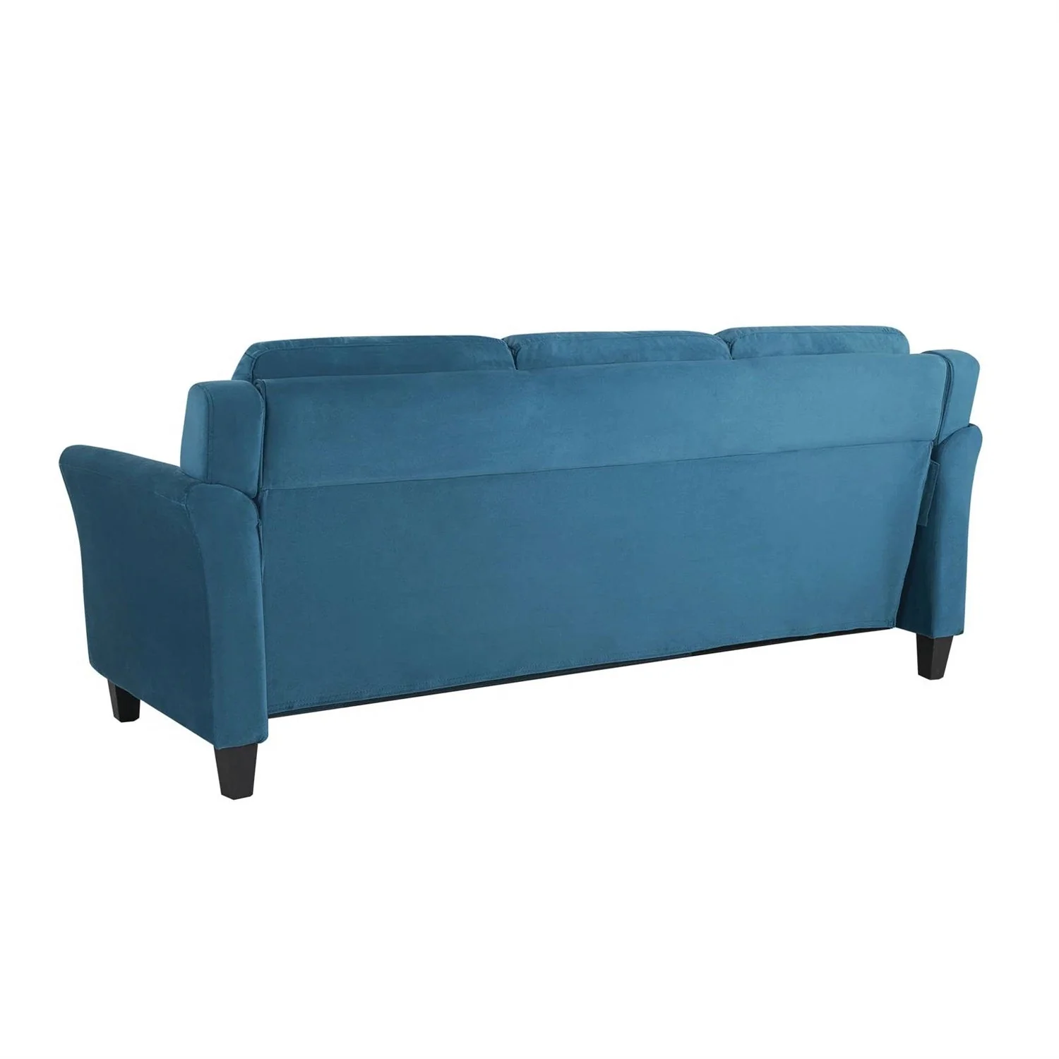 3-Seater Upholstered Sofa in Blue with Button Tufted Cushions - Image 5