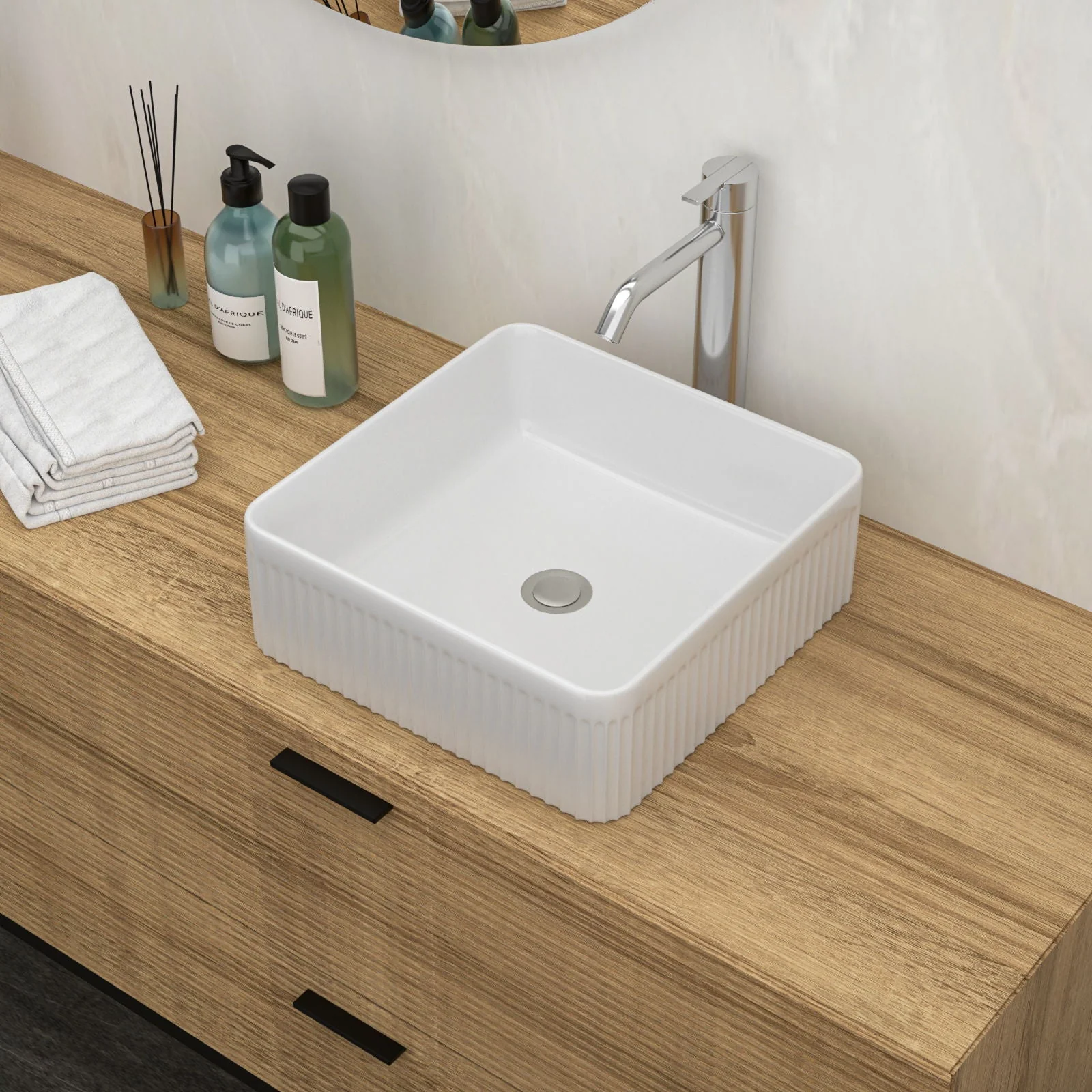 Modern Ceramic Rectangular Vessel Bathroom Sink by Couch - Image 7