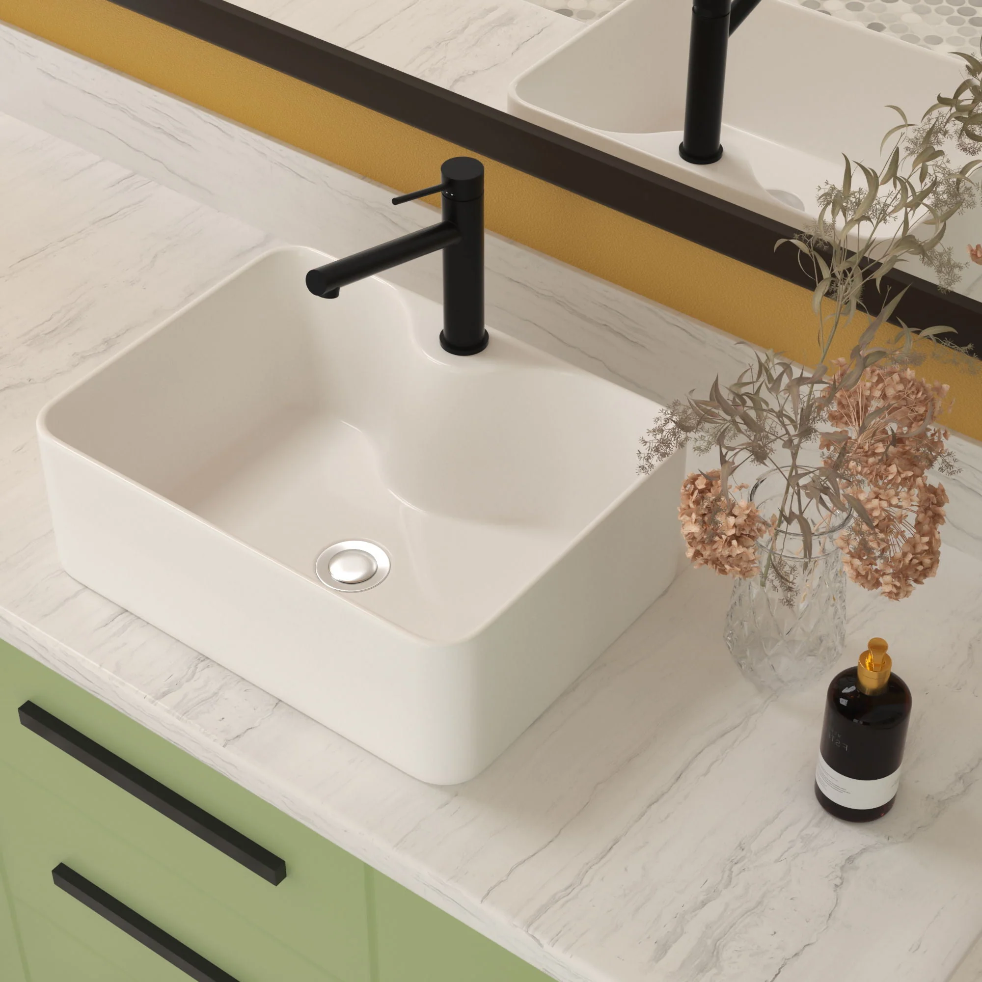 Modern Ceramic Rectangular Vessel Bathroom Sink by Couch - Image 5