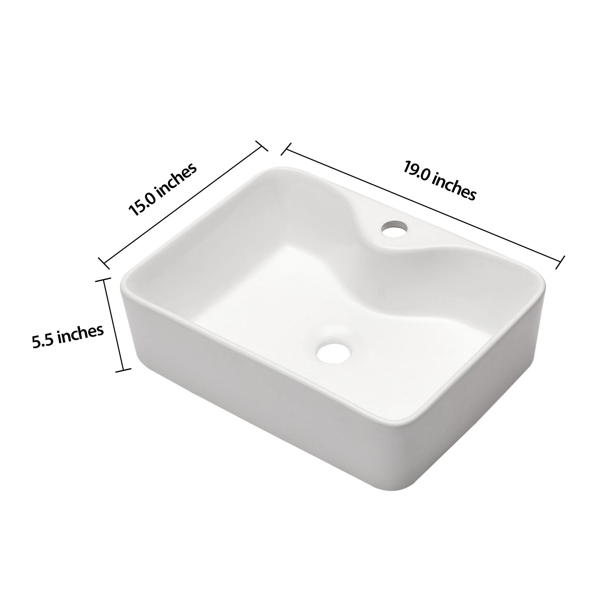 Modern Ceramic Rectangular Vessel Bathroom Sink by Couch - Image 8