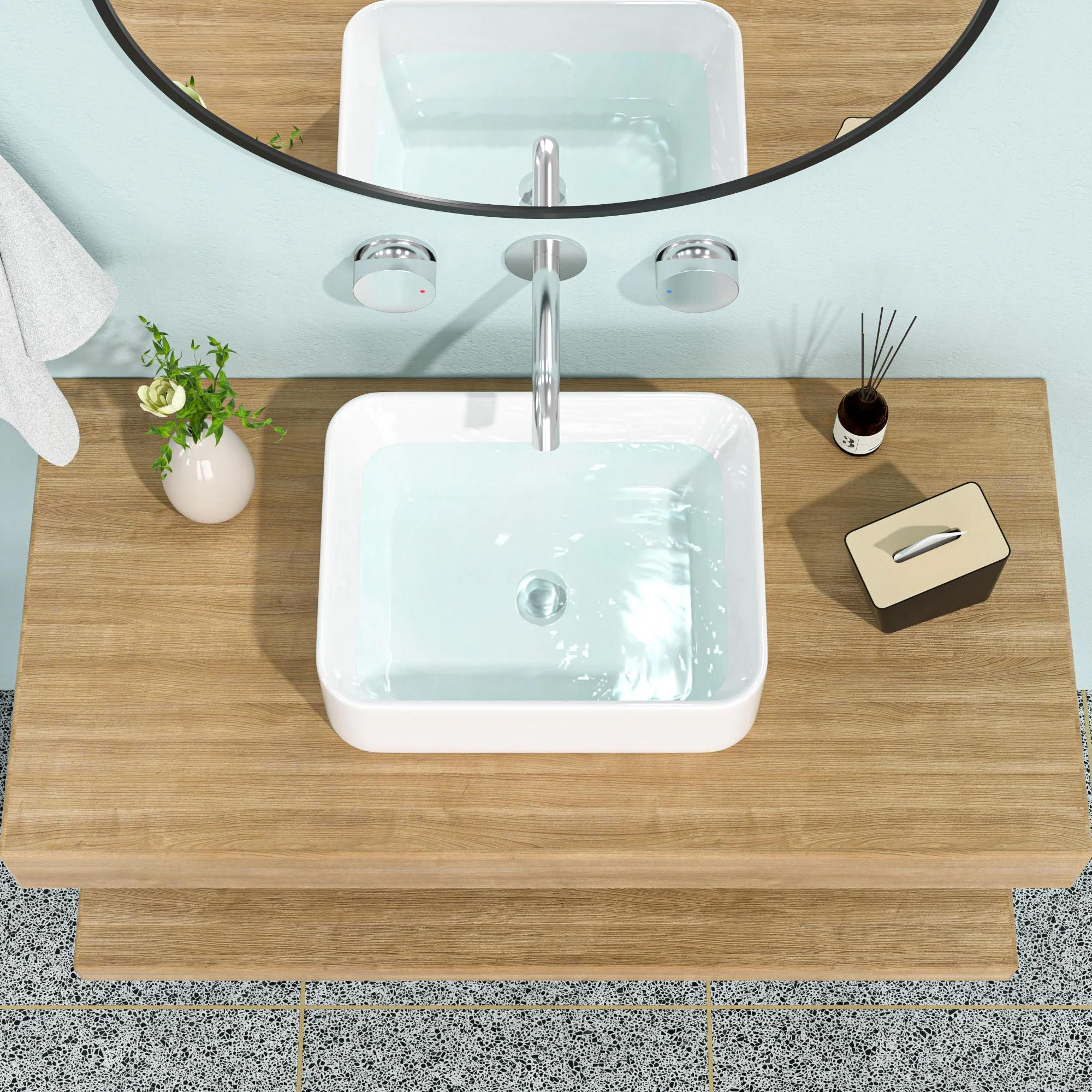European Design Ceramic Rectangular Vessel Bathroom Sink by Couch - Image 10