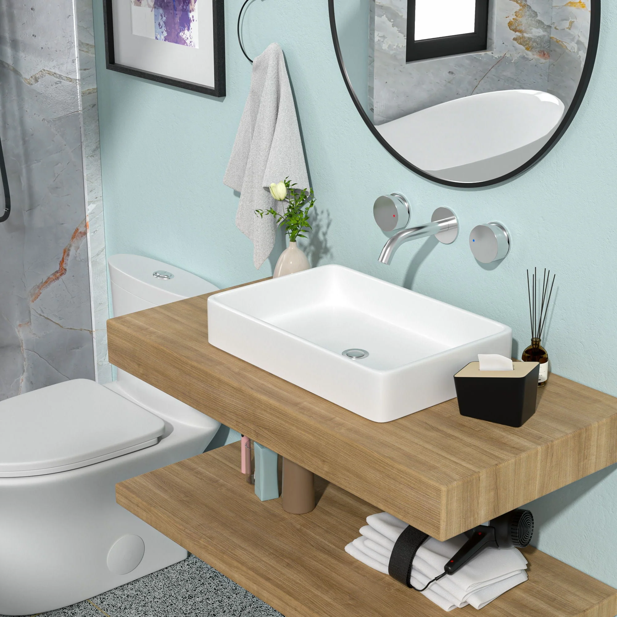 European Design Ceramic Rectangular Vessel Bathroom Sink by Couch - Image 5