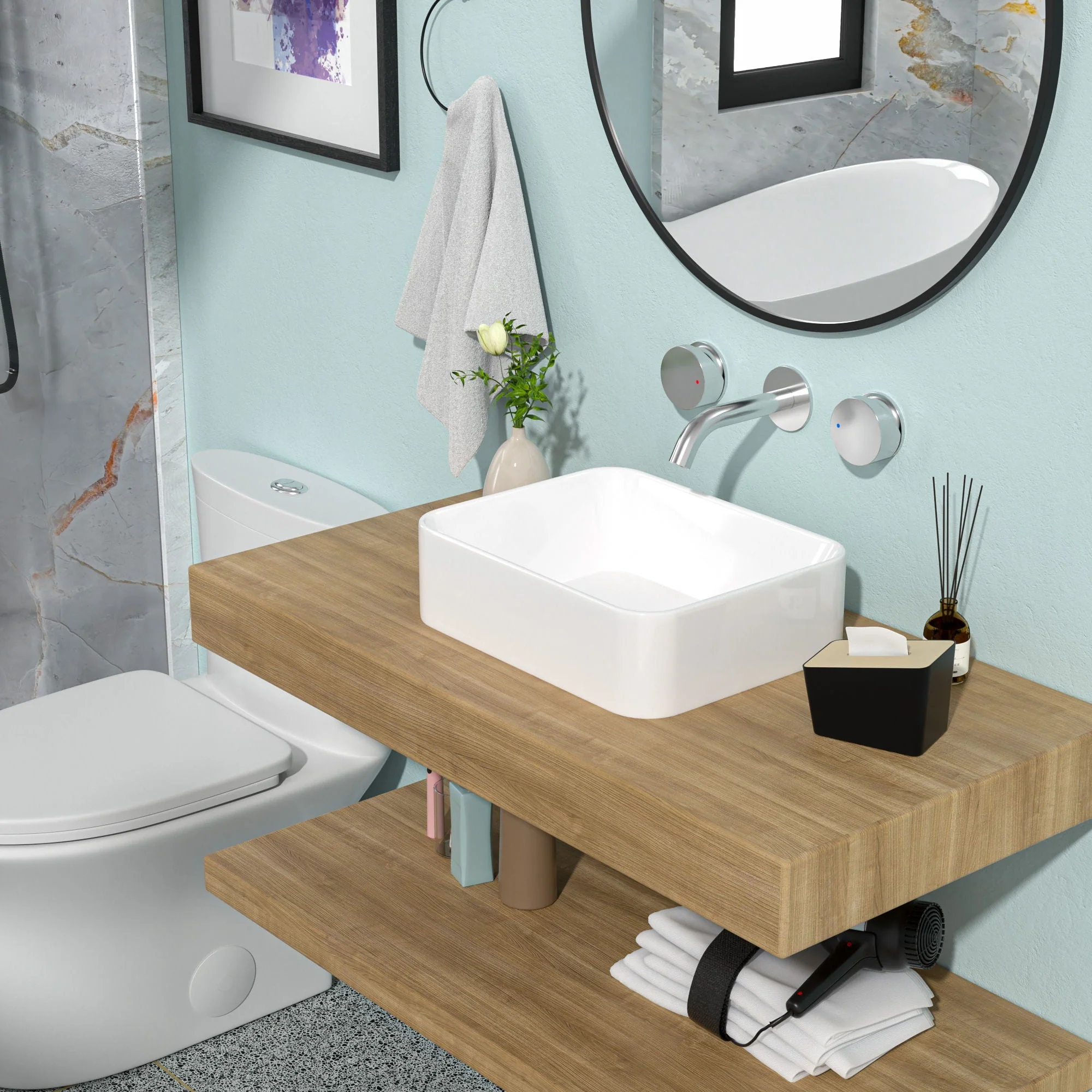 European Design Ceramic Rectangular Vessel Bathroom Sink by Couch - Image 7
