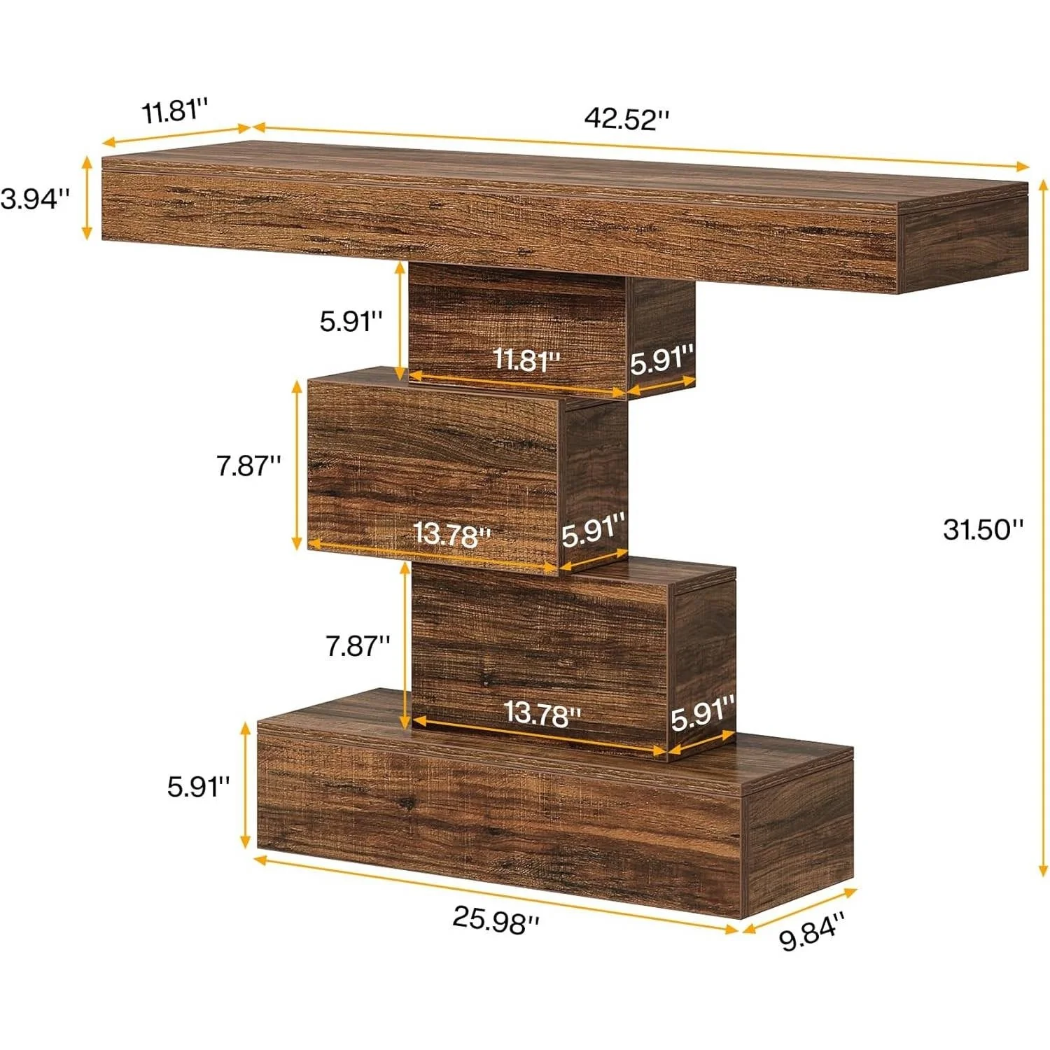 Farmhouse Console Accent Sofa Table in Rustic Brown Wood Finish - Image 5
