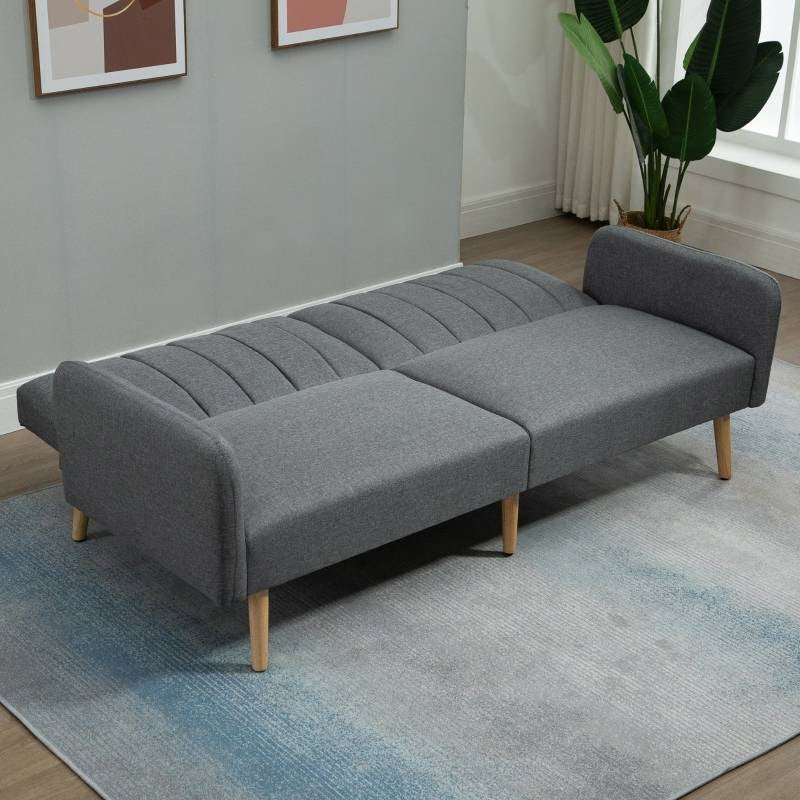 Mid-Century Light Gray Futon Sleeper Sofa Bed - Image 2