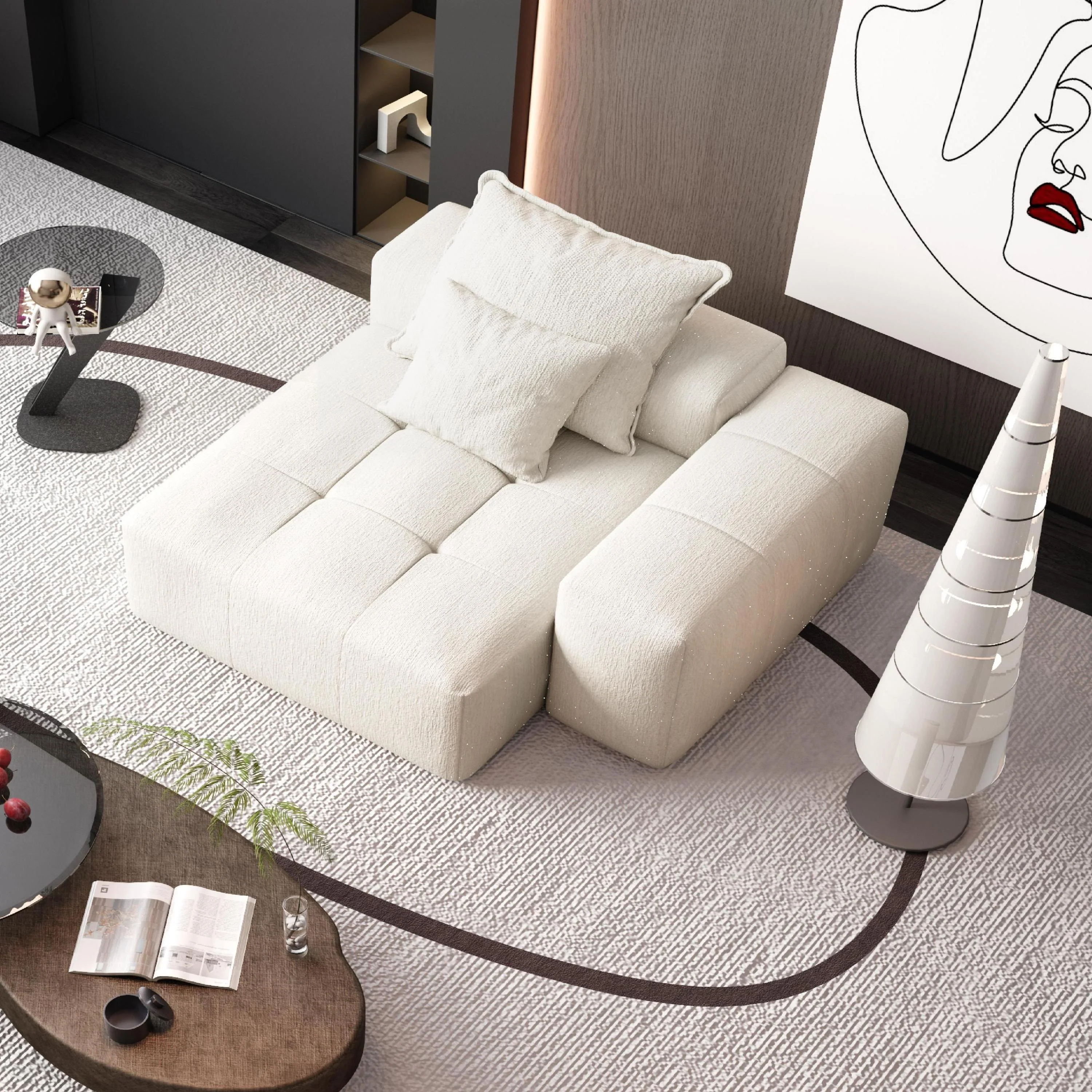 Modern Oversized Modular Sectional Sofa with 2 Pillows