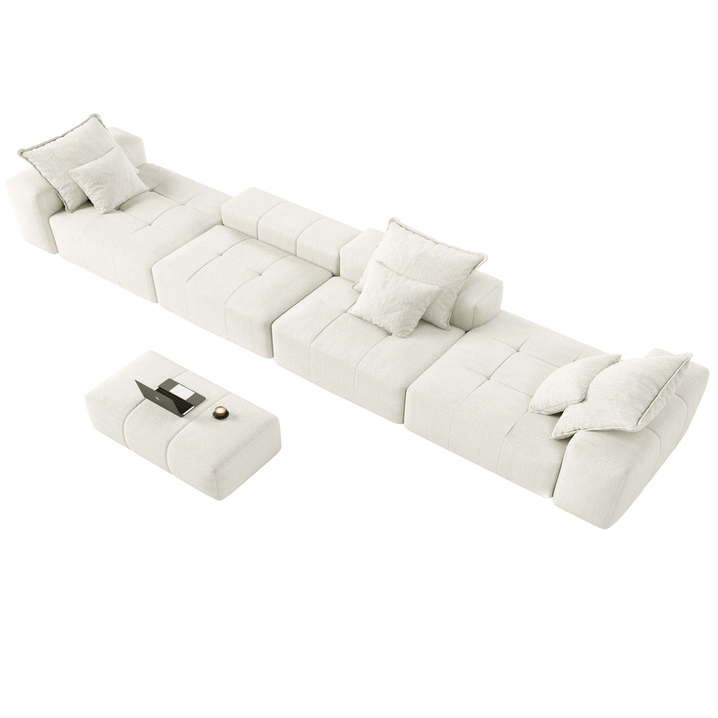 Modern Oversized Modular Sectional Sofa, with 6 Pillows, Beige - Image 15