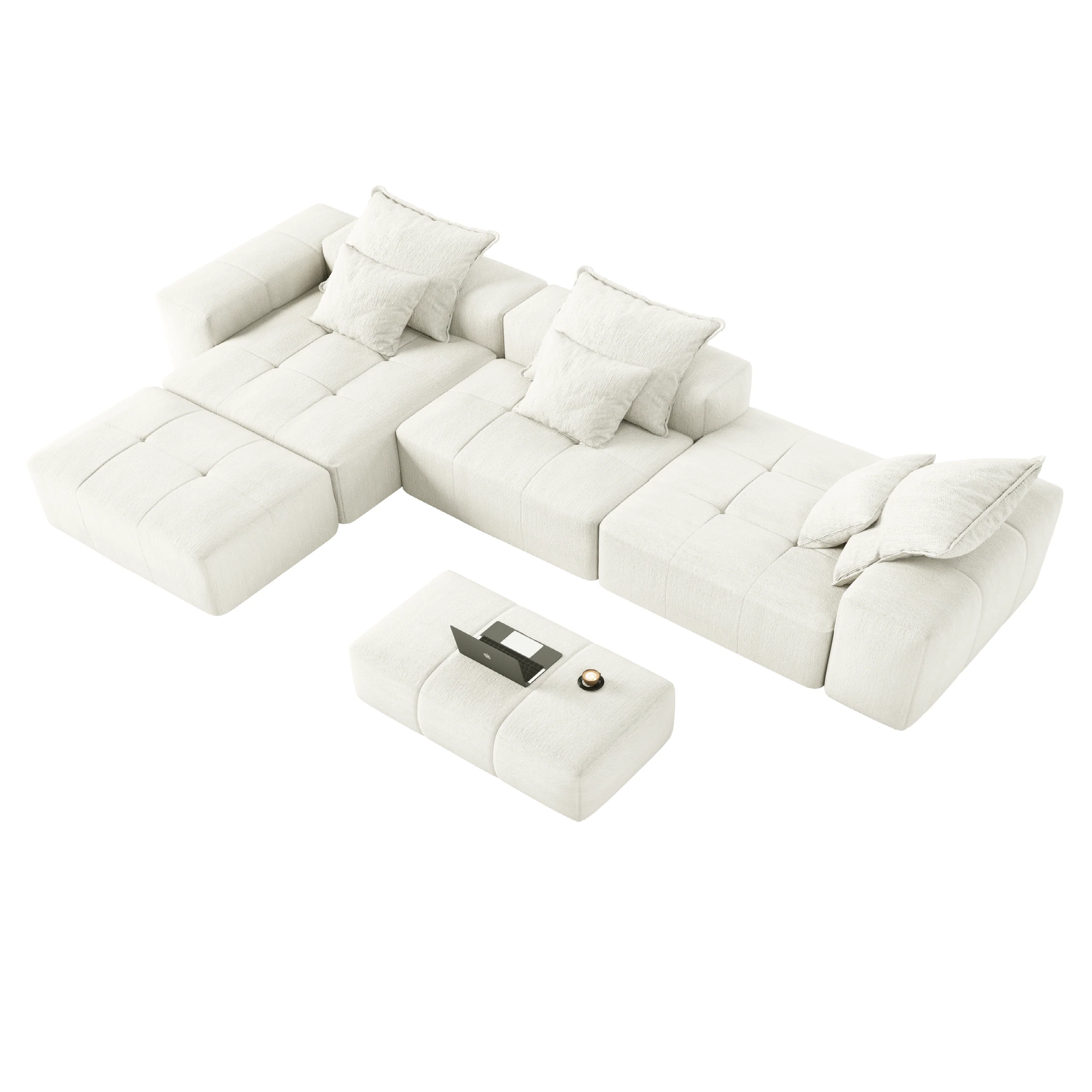 Modern Oversized Modular Sectional Sofa, with 6 Pillows, Beige - Image 16