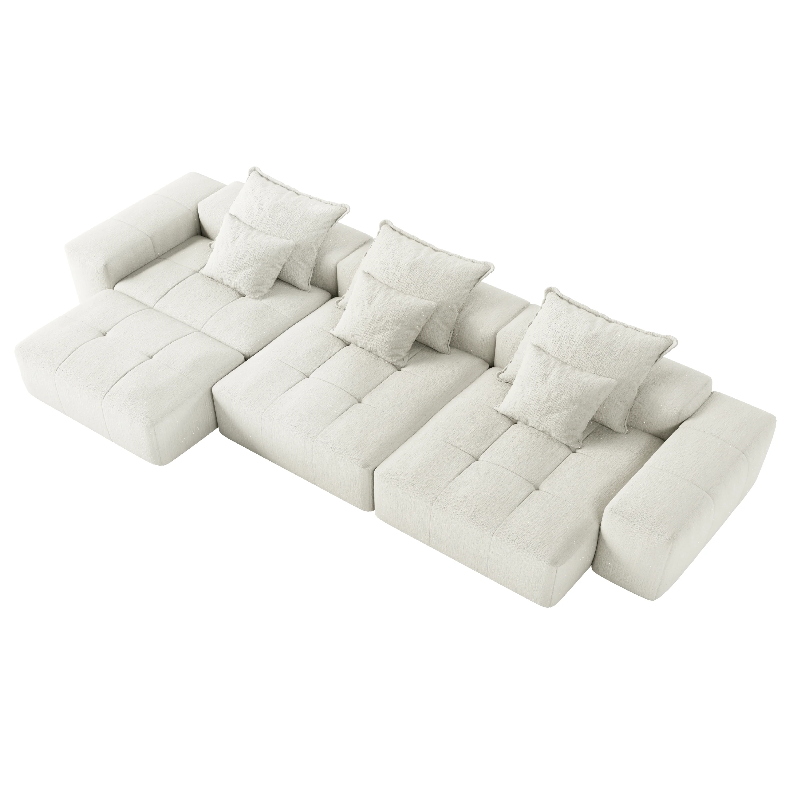 Modern Oversized Modular Sectional Sofa, with 6 Pillows, Beige - Image 18