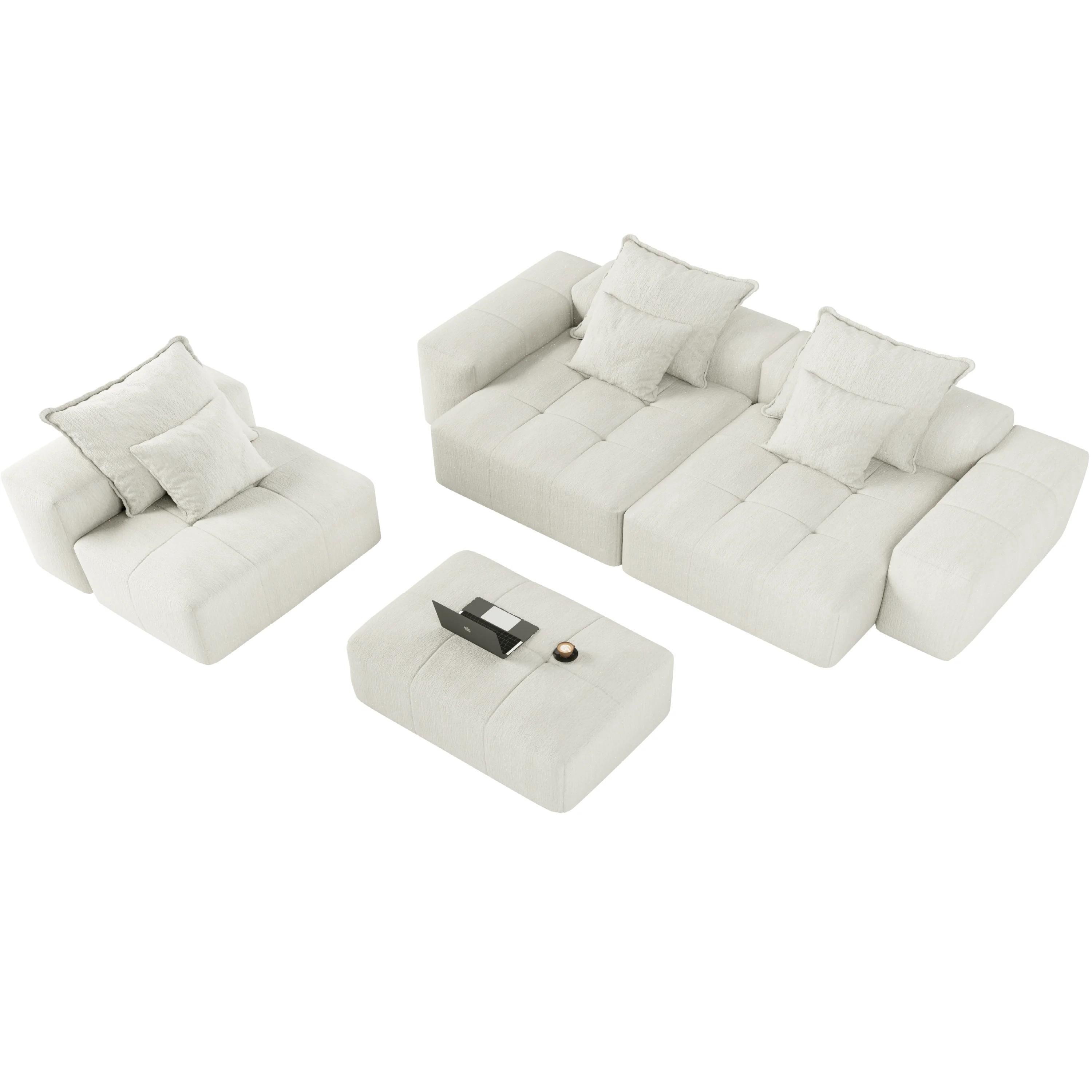 Modern Oversized Modular Sectional Sofa, with 6 Pillows, Beige - Image 2