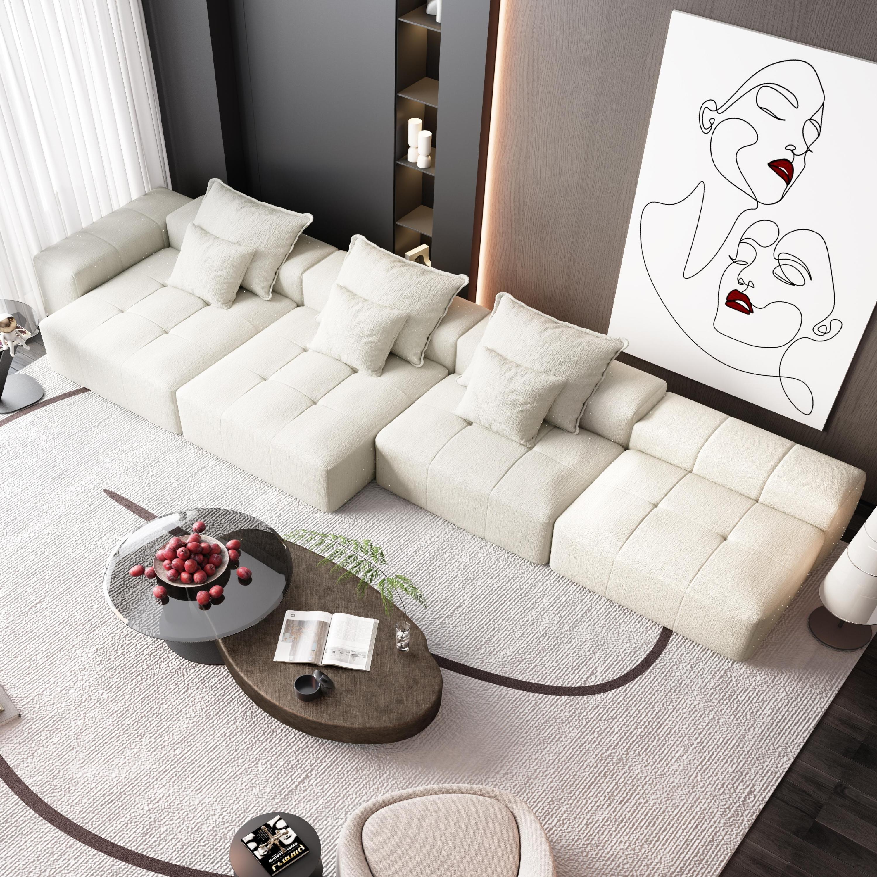 Modern Oversized Modular Sectional Sofa, with 6 Pillows, Beige - Image 5