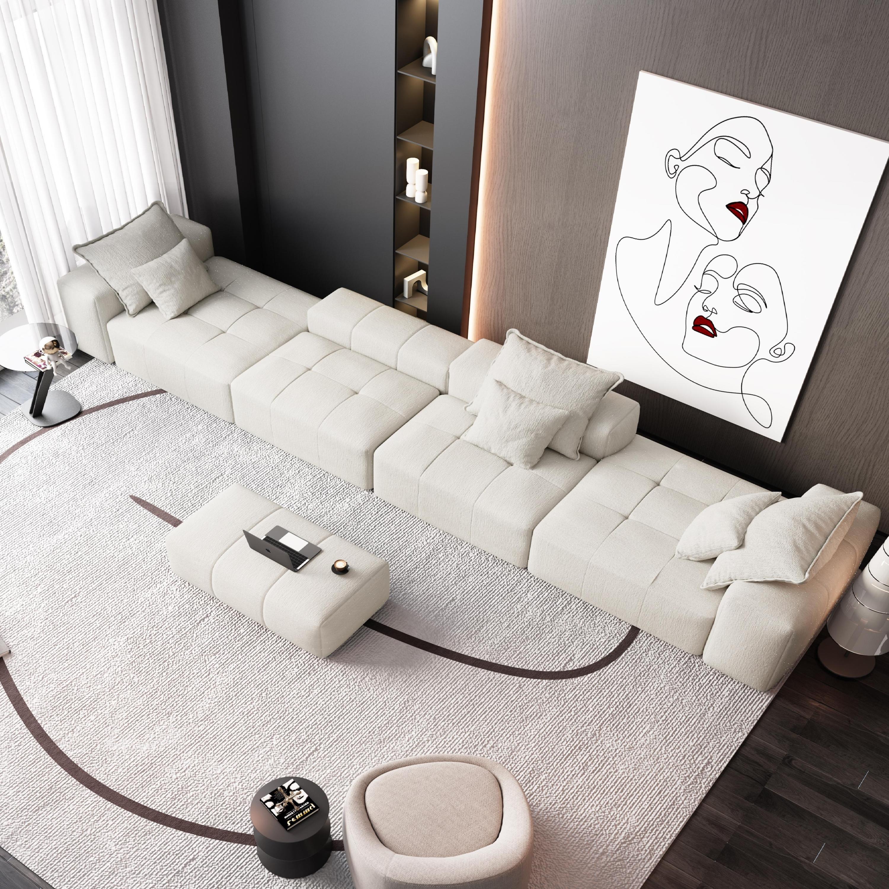 Modern Oversized Modular Sectional Sofa, with 6 Pillows, Beige - Image 7