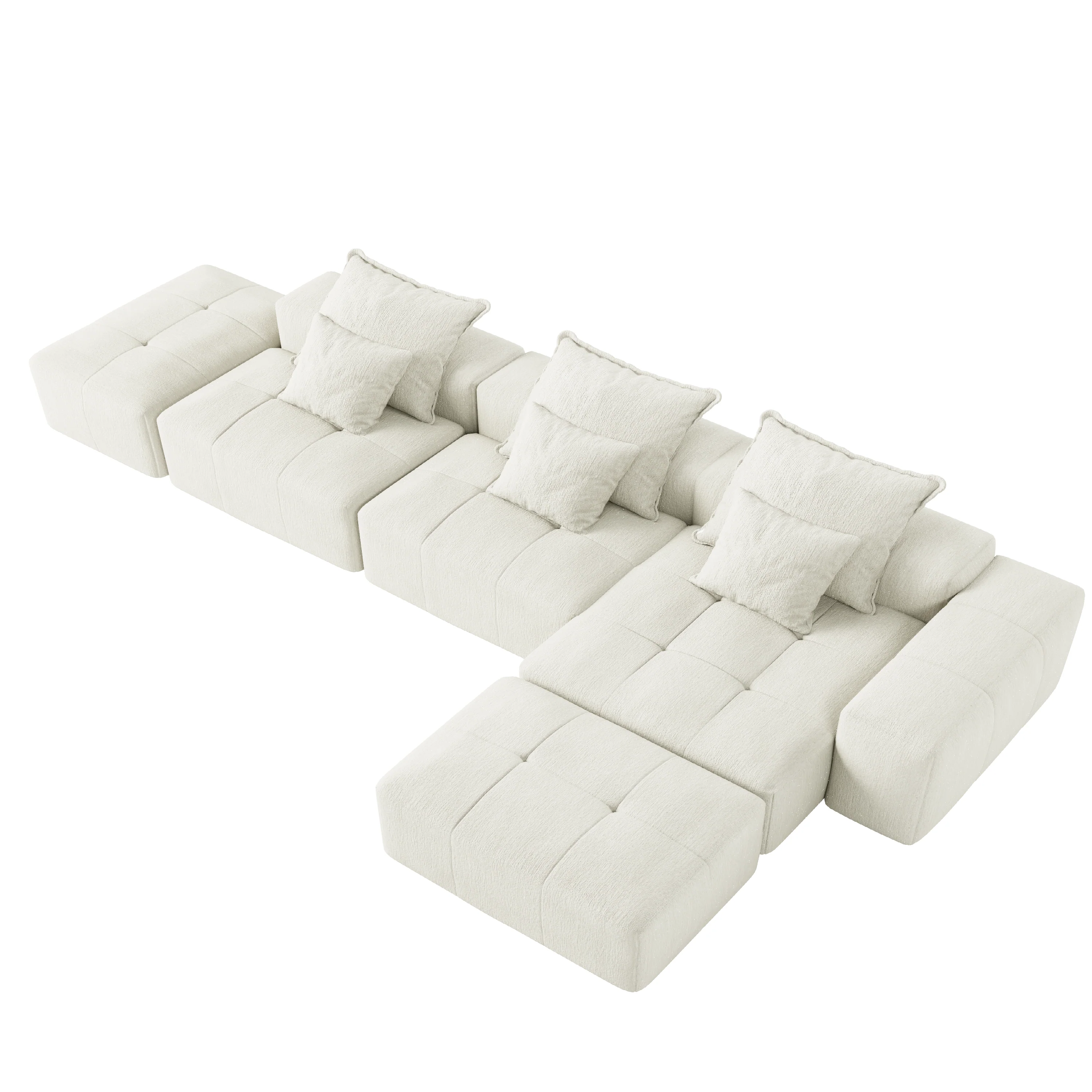 Modern Oversized Modular Sectional Sofa, with 6 Pillows, Beige - Image 2