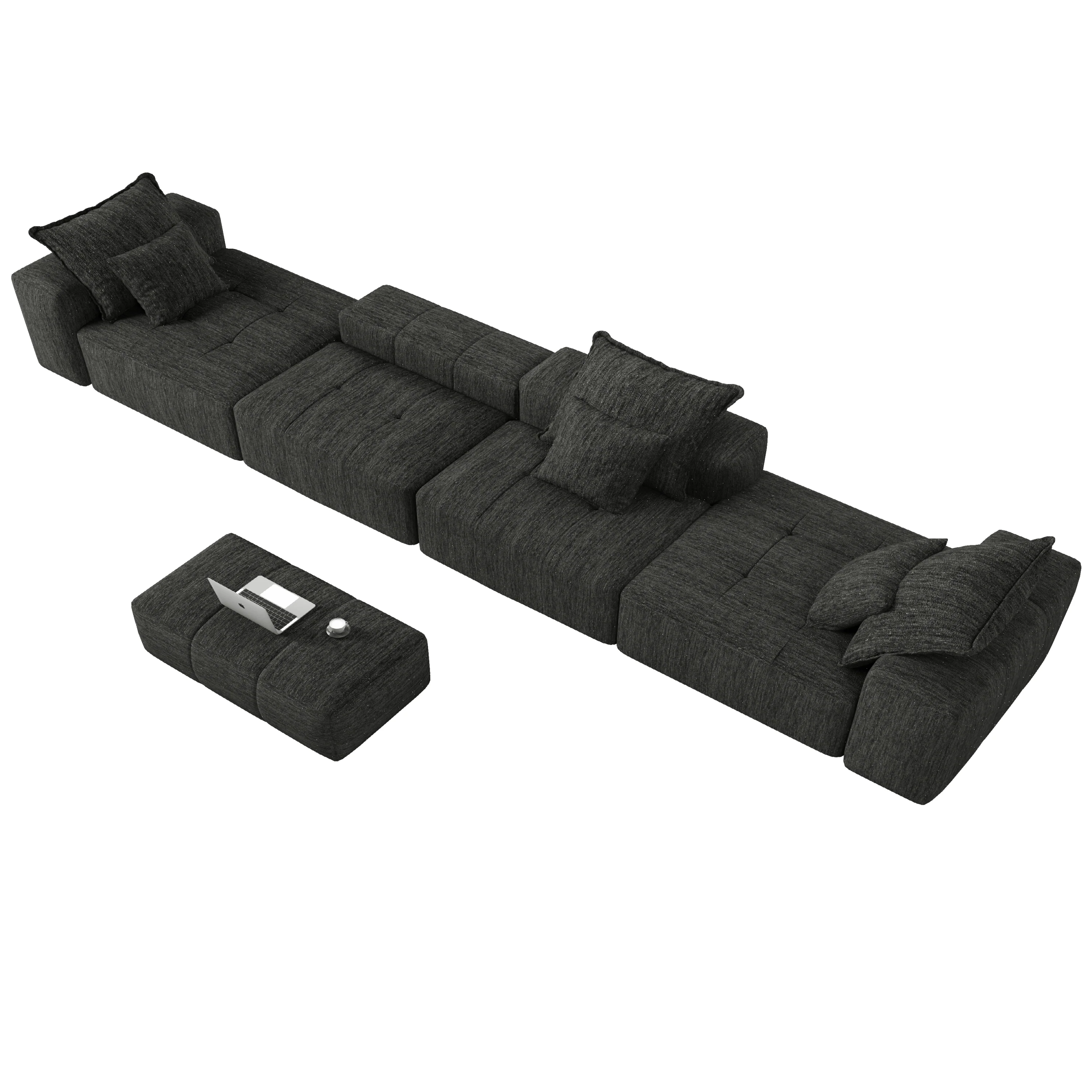 Oversized Modular Sectional Sofa, with 6 Pillows, Black - Image 15