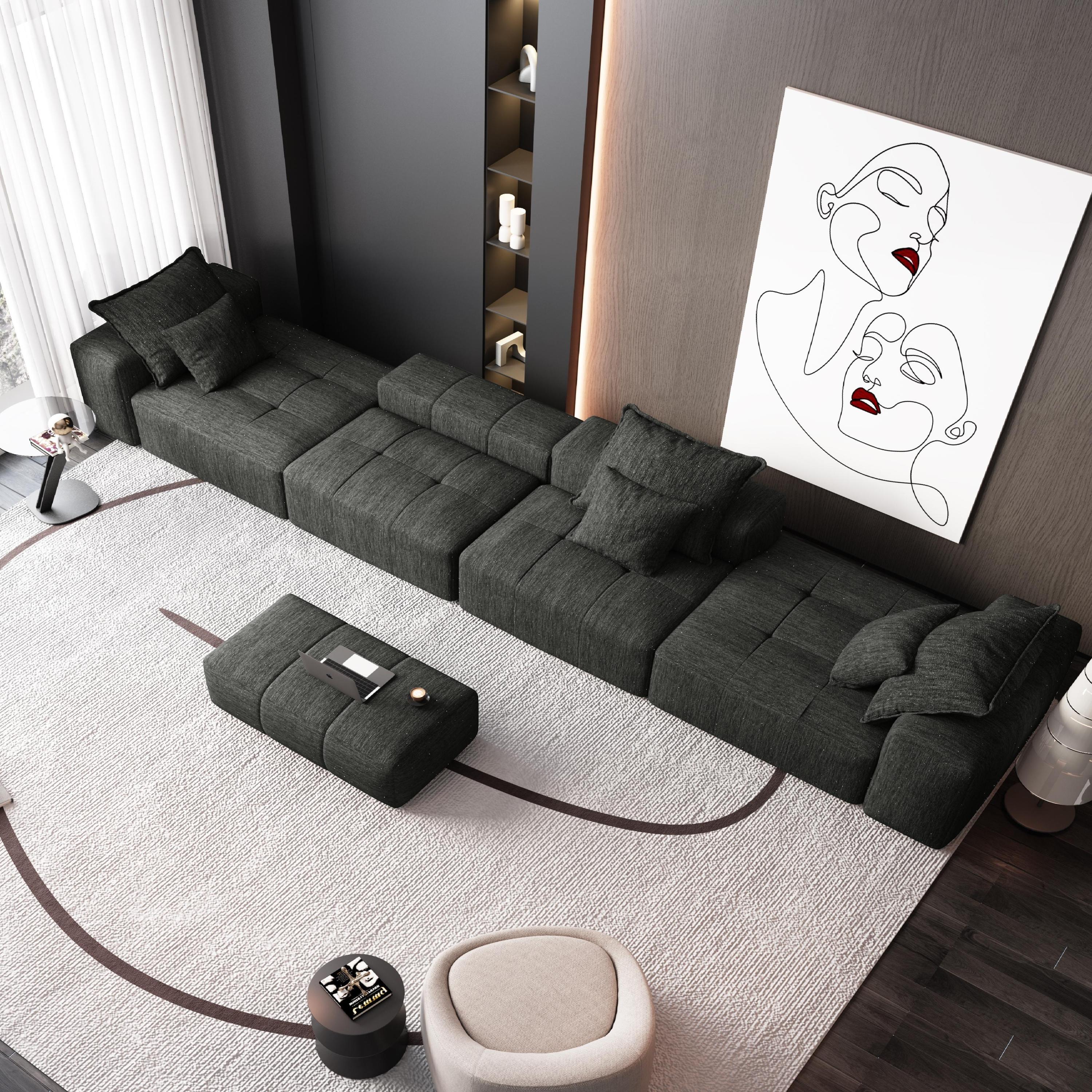 Oversized Modular Sectional Sofa, with 6 Pillows, Black - Image 7